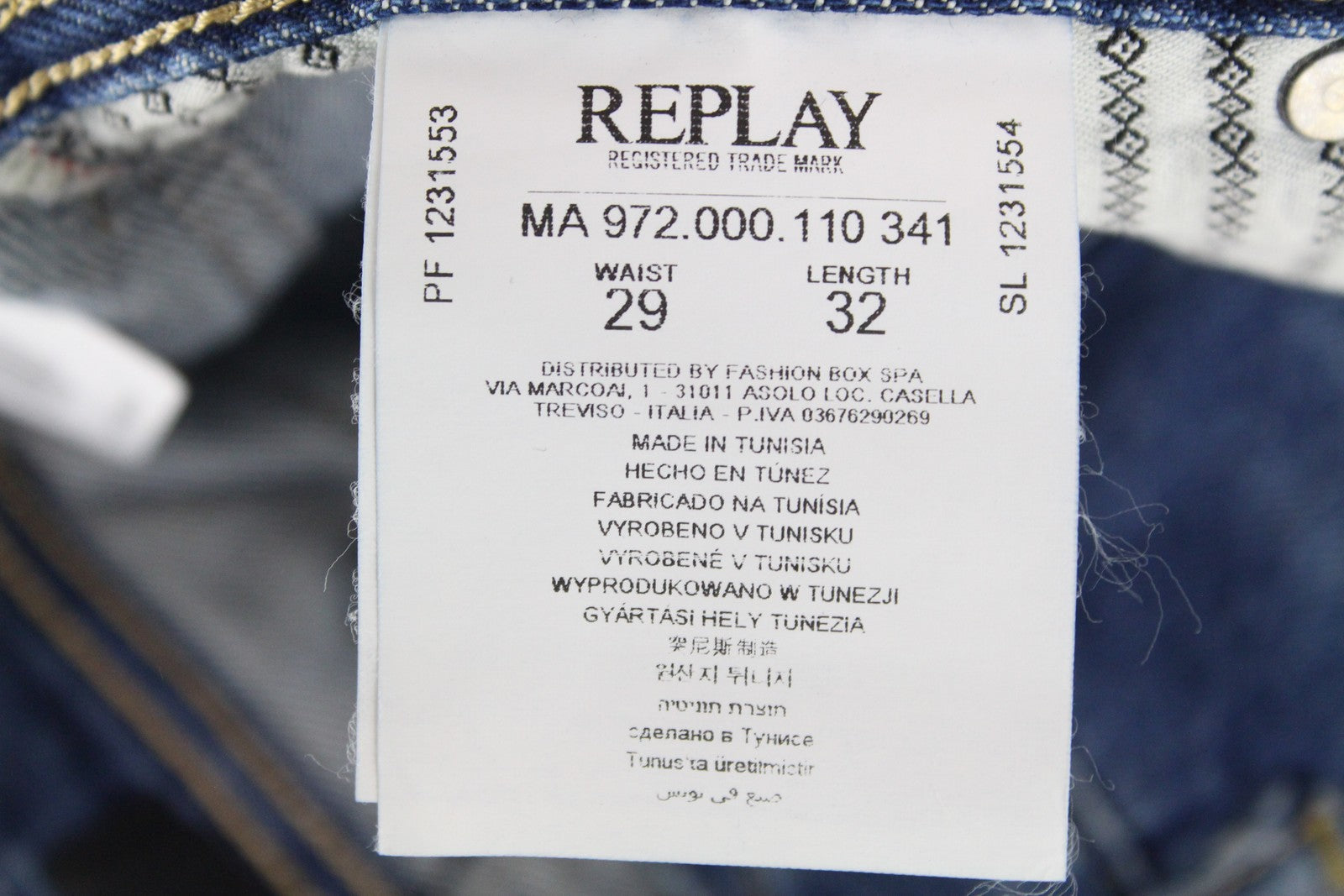 REPLAY Grover Men Jeans W29/L32 Straight Fit 5-Pocket Blue Pure Cotton Washed