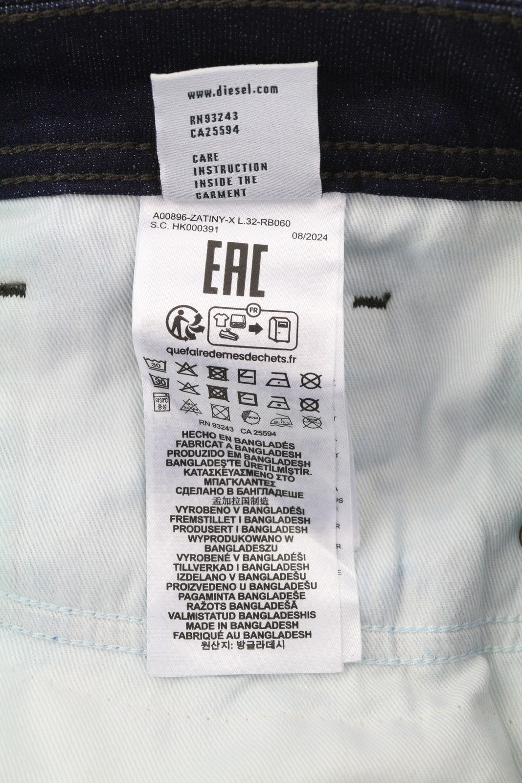 DIESEL Zatiny RB060 Men Jeans W36/L32 Bootcut Fit Button Fly Dark Blue Denim