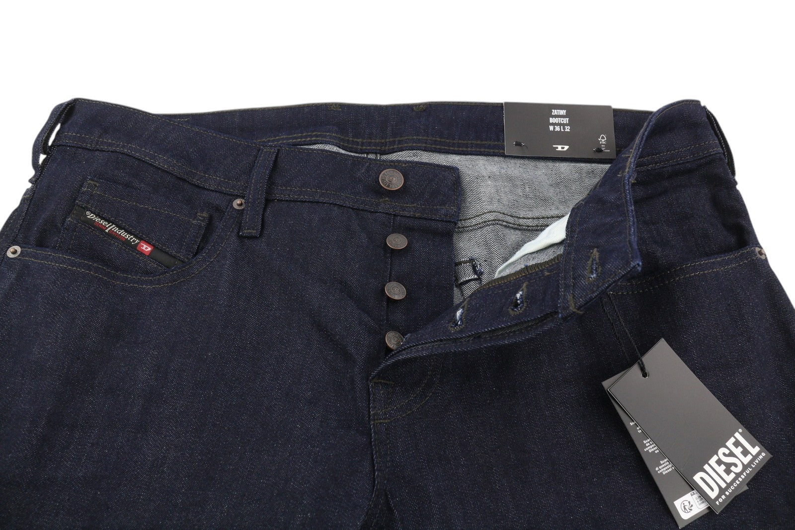 DIESEL Zatiny RB060 Men Jeans W36/L32 Bootcut Fit Button Fly Dark Blue Denim