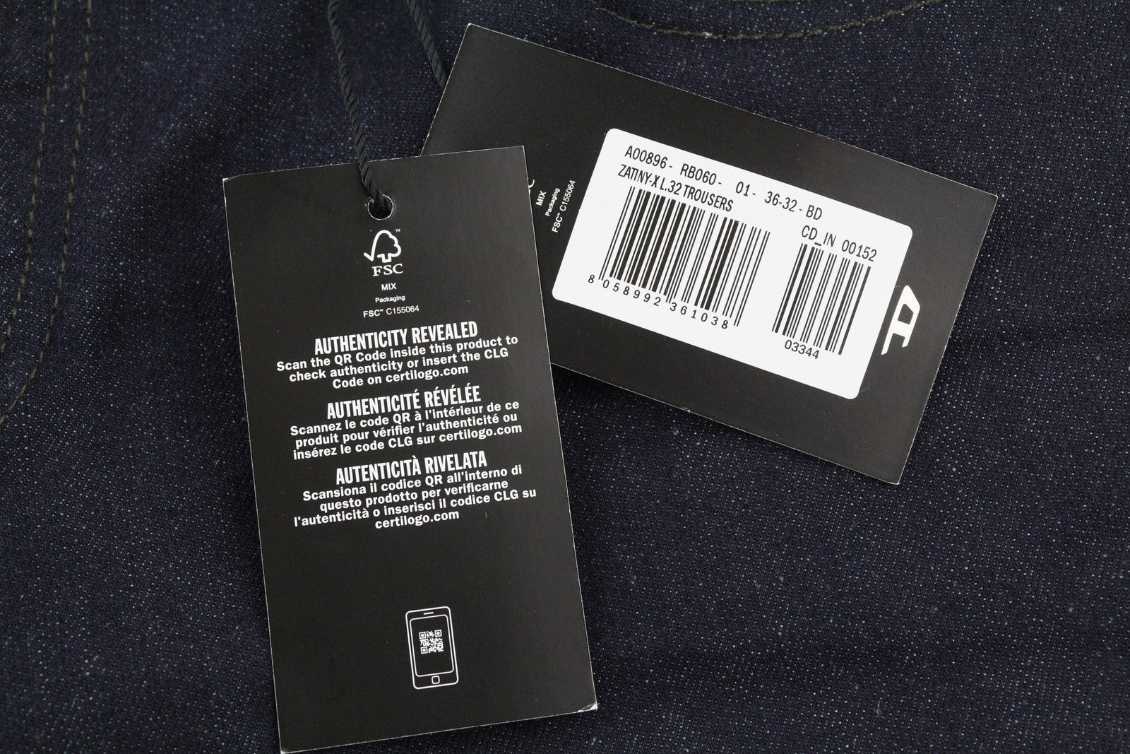 DIESEL Zatiny RB060 Men Jeans W36/L32 Bootcut Fit Button Fly Dark Blue Denim