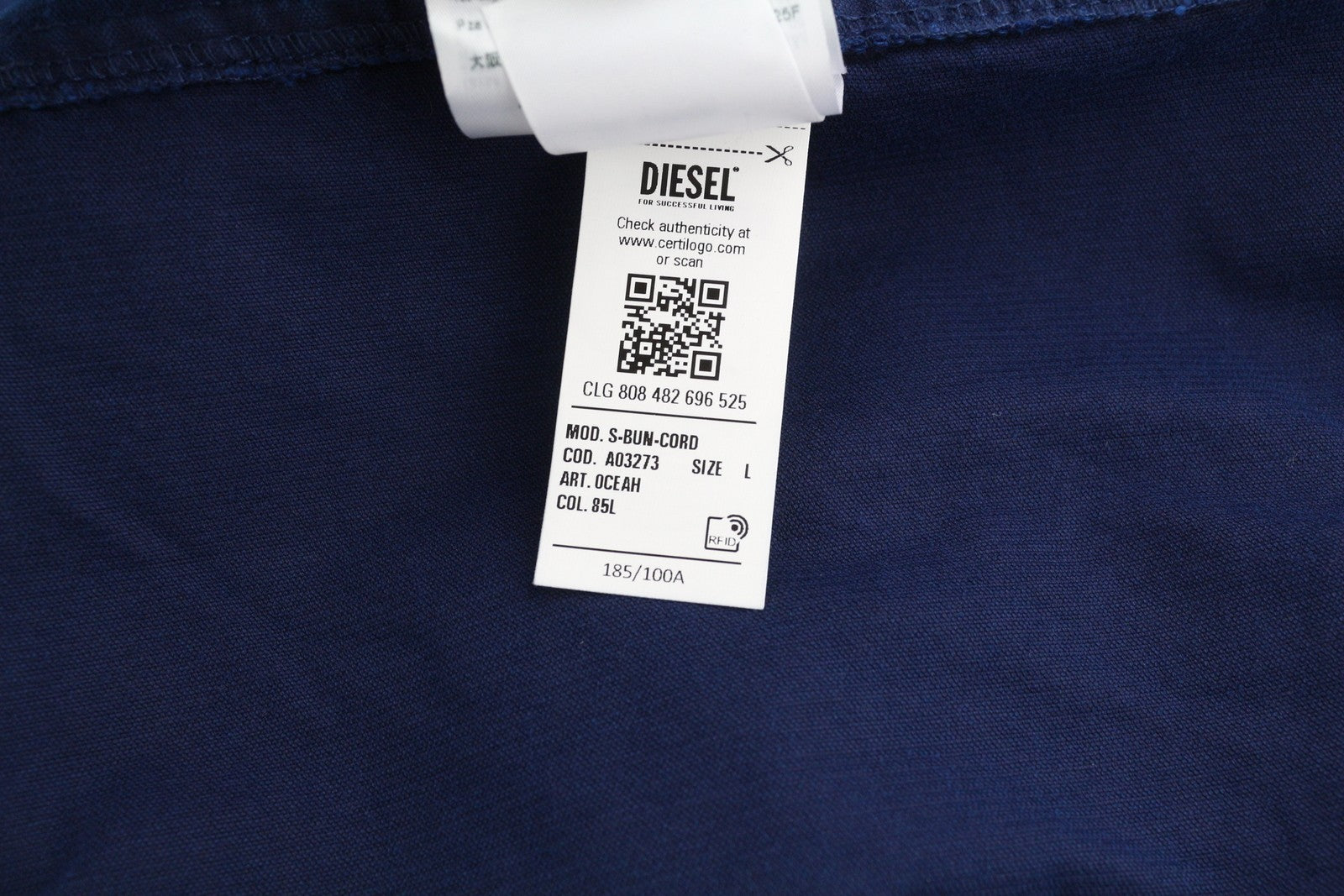DIESEL S-Bun-Cord Men Shirt L Washed Blue Corduroy Thick Spread Snap RRP€175
