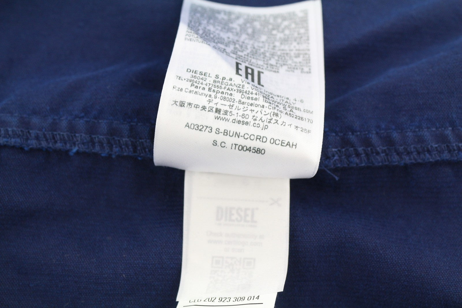 DIESEL S-Bun-Cord Men Shirt L Washed Blue Corduroy Thick Spread Snap RRP€175