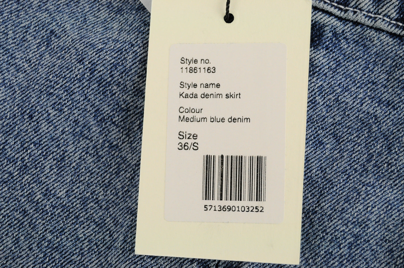 NORR Women Skirt S Blue Washed Denim Slit Over Knee Pure Cotton Casual Style