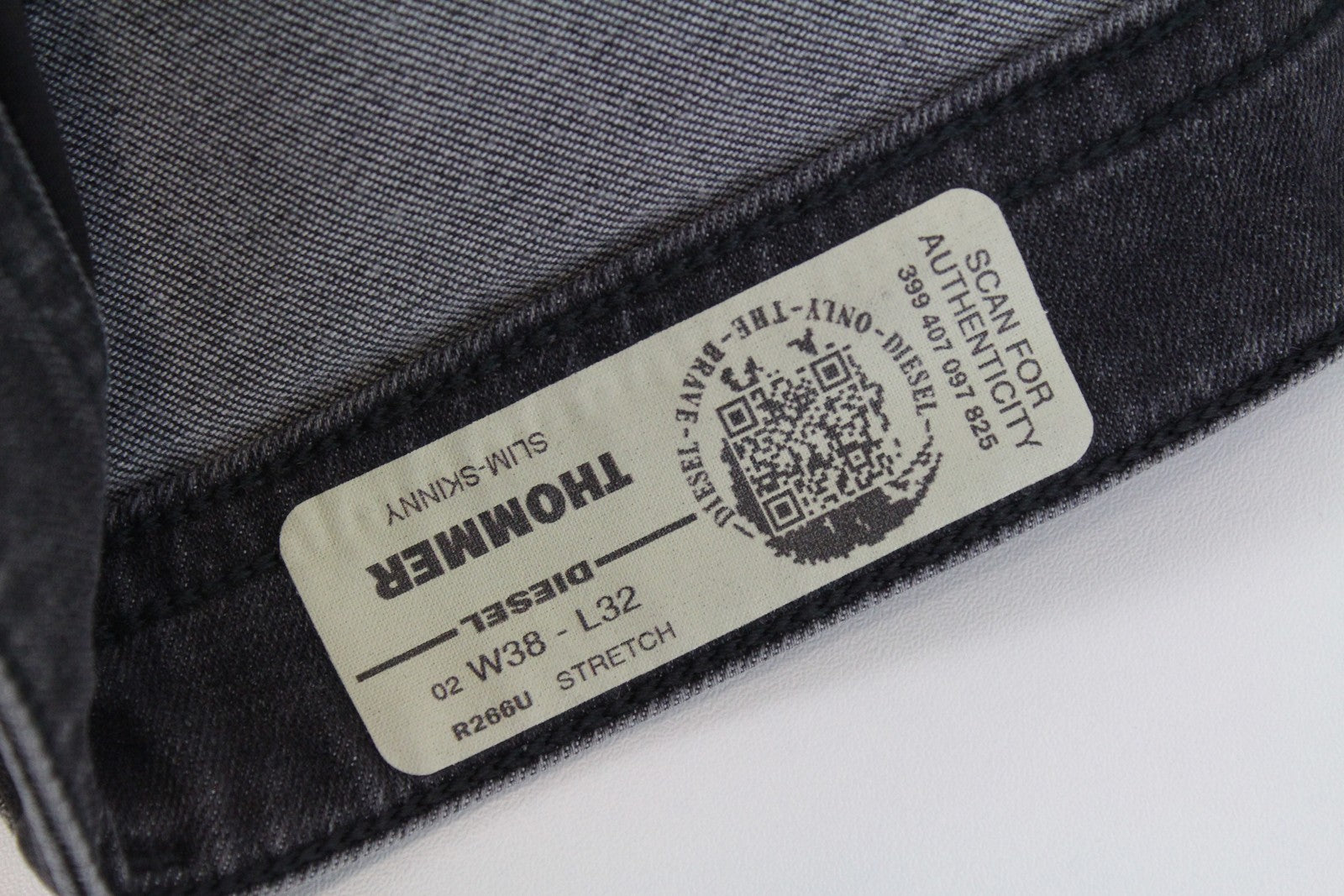 DIESEL Thommer R266U Men Jeans W38/L32 Slim Skinny Fit Cotton Grey Washed Denim