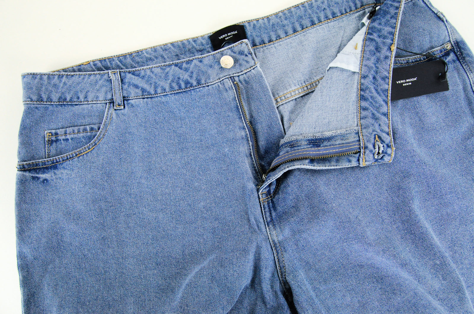 VERO MODA Women Shorts UK22 Blue Denim Pure Cotton Lace 5-Pocket Casual