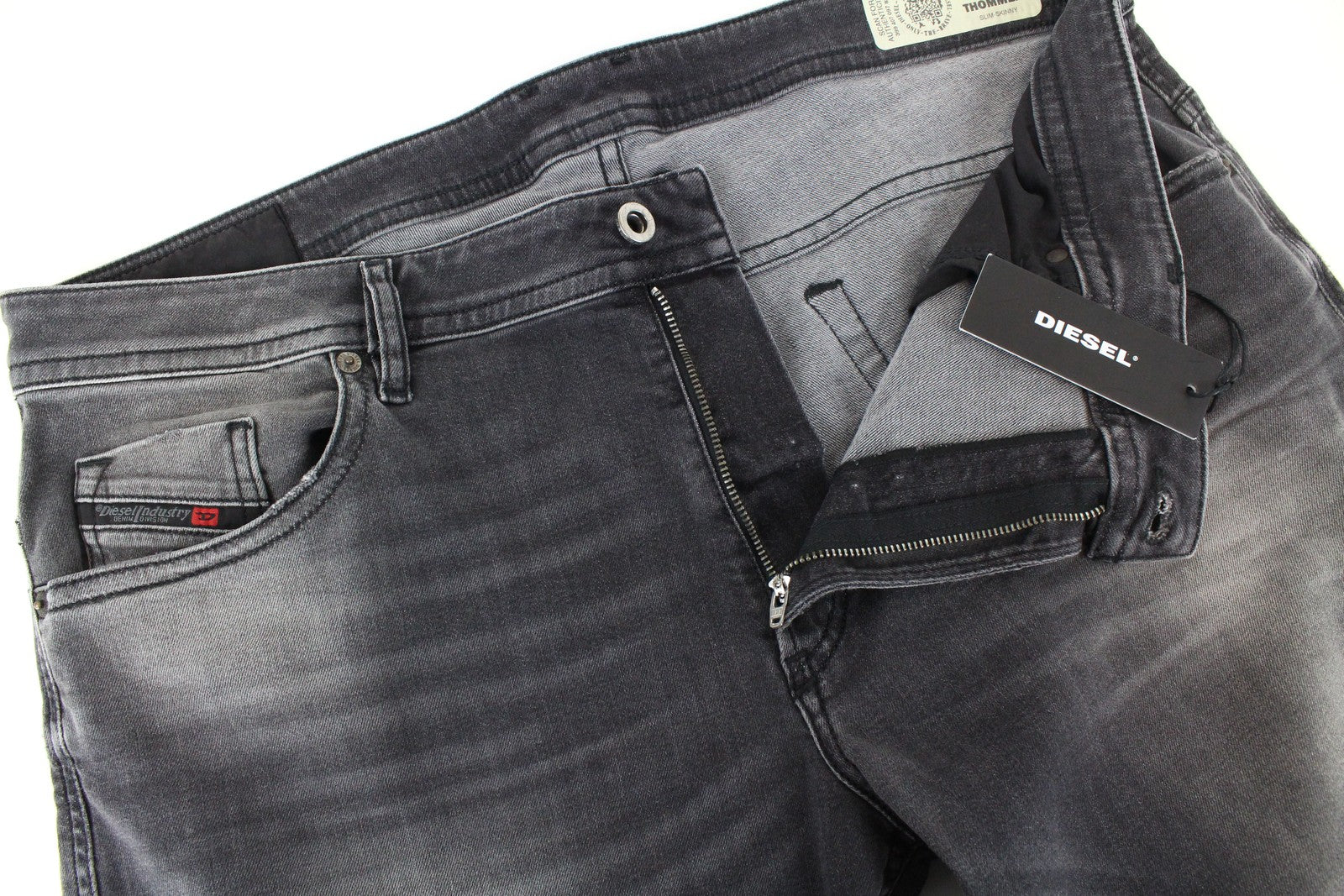 DIESEL Thommer R266U Men Jeans W38/L32 Slim Skinny Cotton Stretch Fit Grey Wash