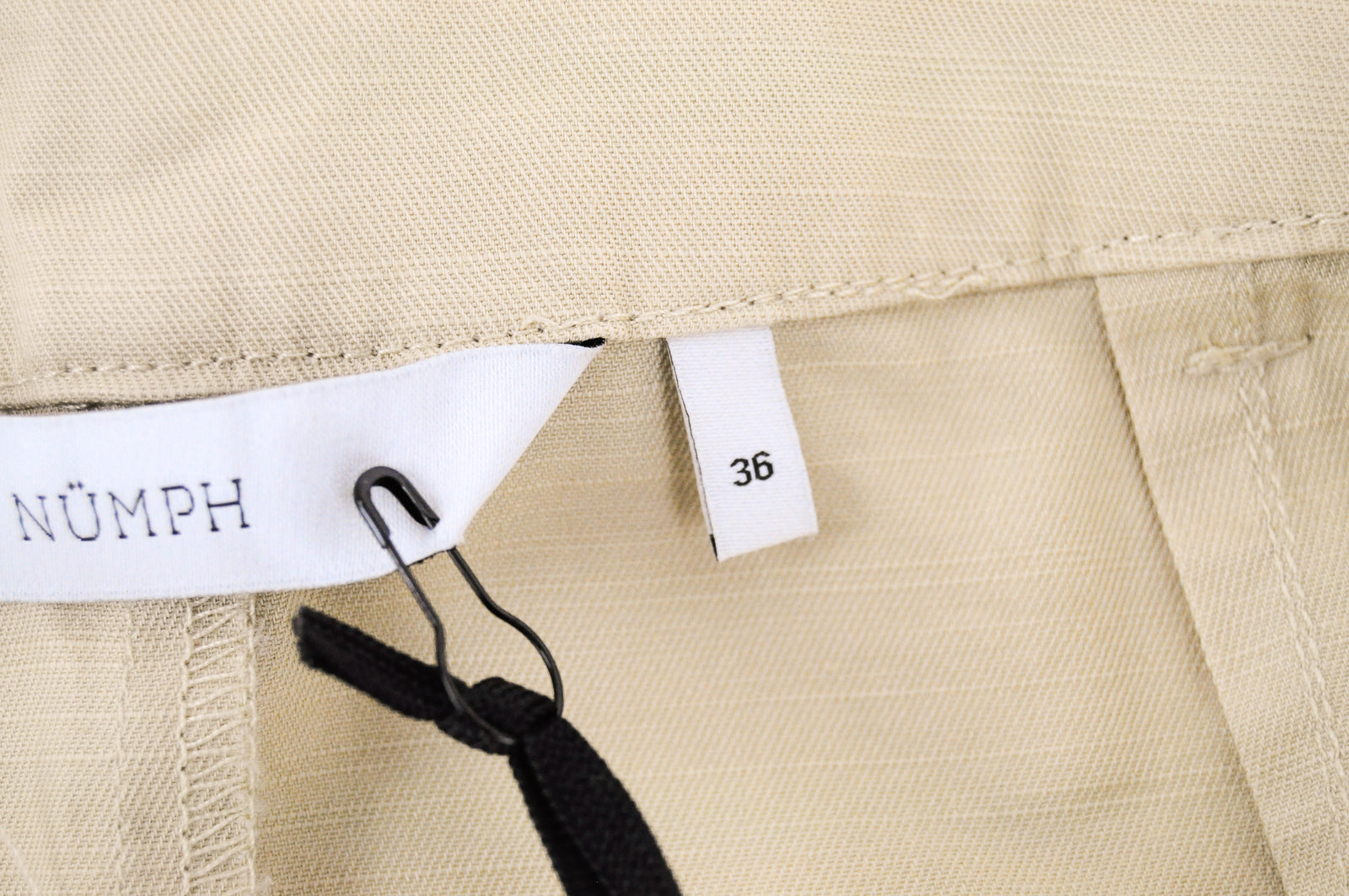 NUMPH Nubizzy Women Skirt EU36 Sand Beige Short Belted Zip-Fly Cotton Stretch