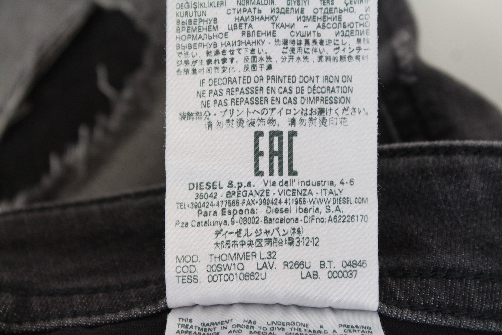 DIESEL Thommer R266U Men Jeans W30/L32 Slim Skinny Fit Grey Cotton Ripped Look