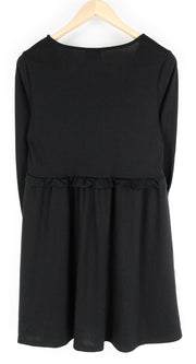 VILA Vitinny Women Dress S Black Petite V-Neck Long Sleeve Doll Detail Stretch