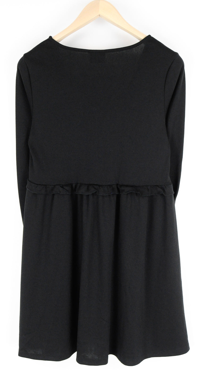 VILA Vitinny Women Dress S Black Petite V-Neck Long Sleeve Doll Detail Stretch