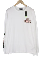 DIESEL T-Diegos-LS-K27 Men T-Shirt 2XL White Long Sleeve Crew Neck Tricot Logo