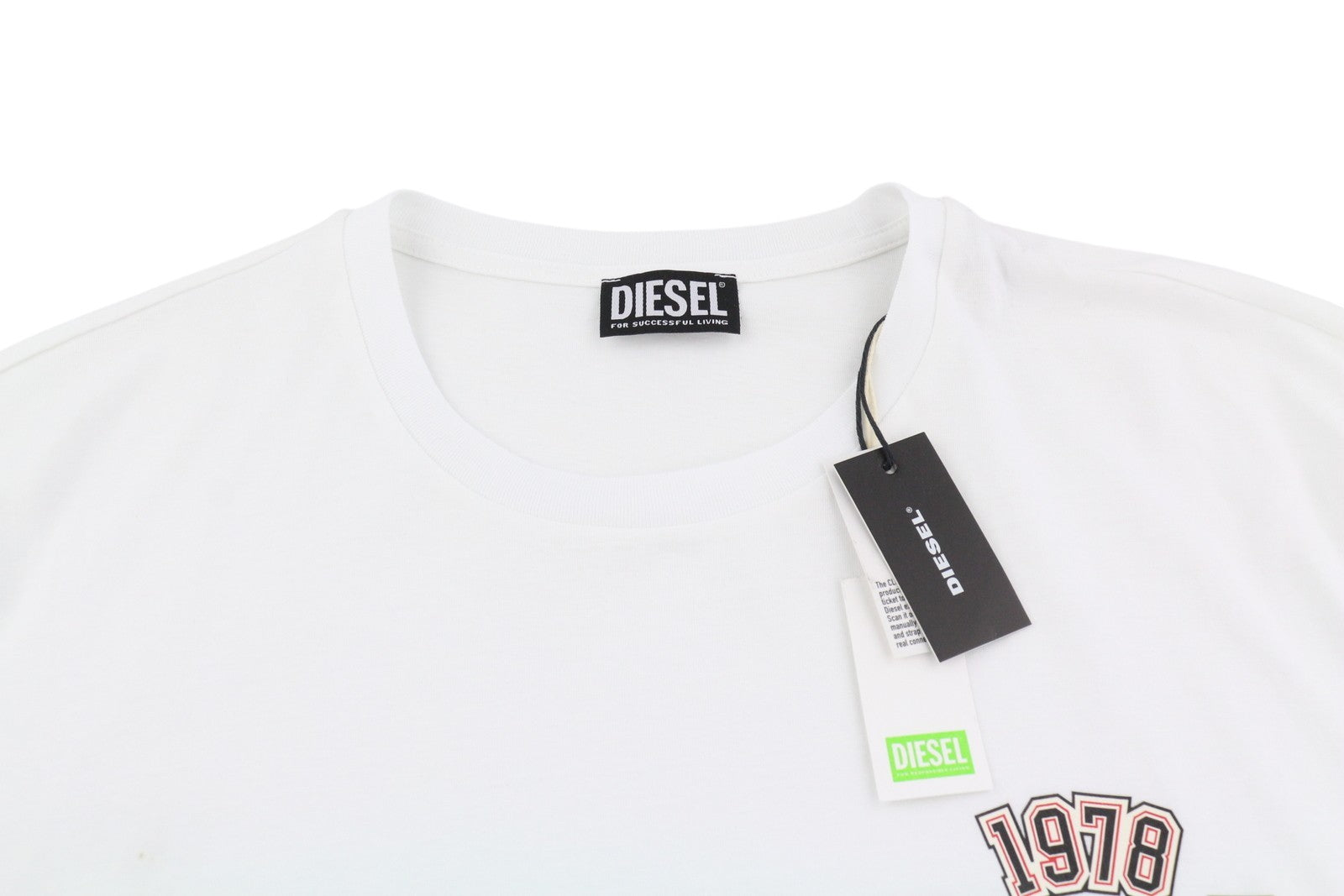 DIESEL T-Diegos-LS-K27 Men T-Shirt 2XL White Long Sleeve Crew Neck Tricot Logo
