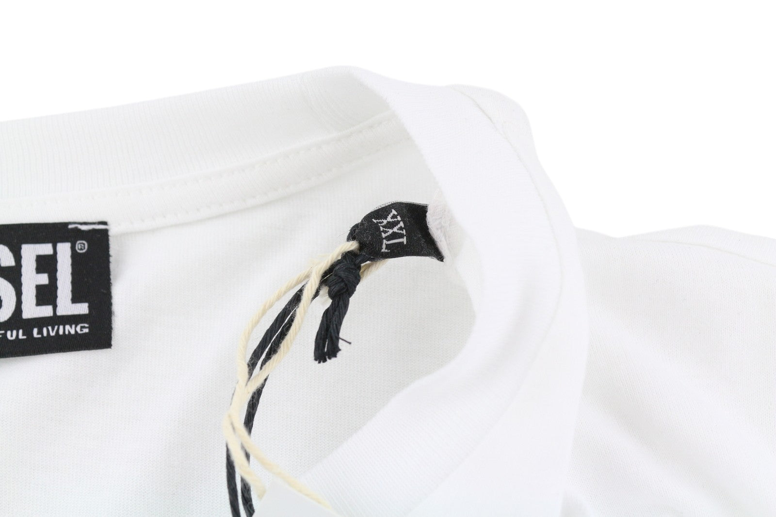 DIESEL T-Diegos-LS-K27 Men T-Shirt 2XL White Long Sleeve Crew Neck Tricot Logo