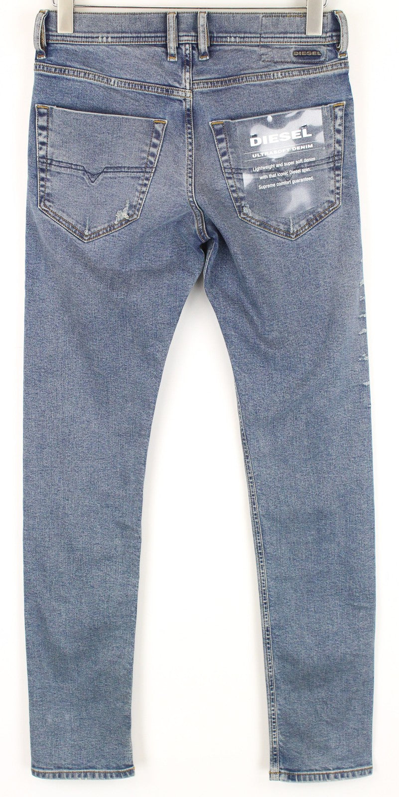 DIESEL Tepphar 080AC Men Jeans W27/L32 Slim Carrot Fit Blue Distressed Stretch