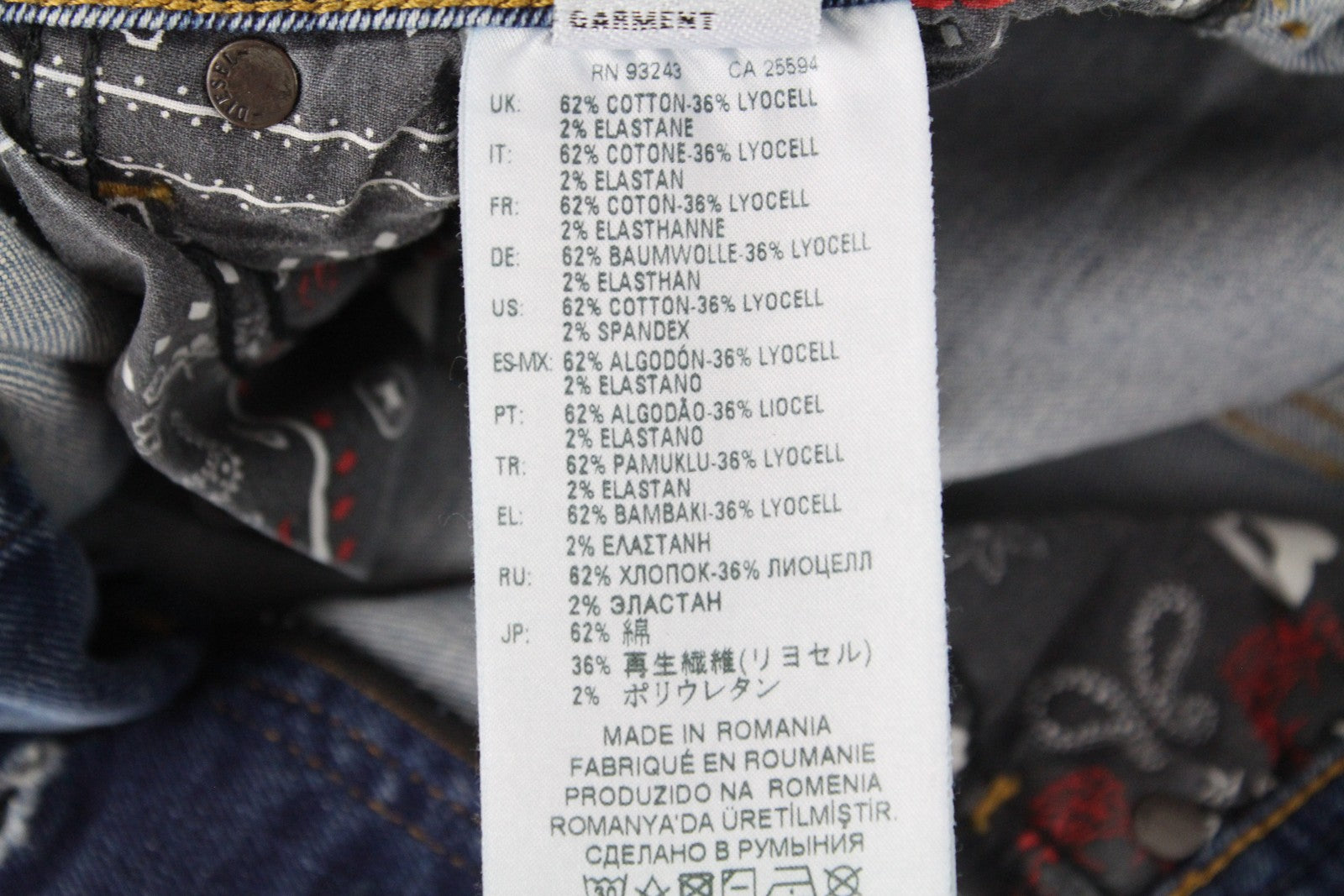 DIESEL Tepphar 080AC Men Jeans W27/L32 Slim Carrot Fit Blue Distressed Stretch