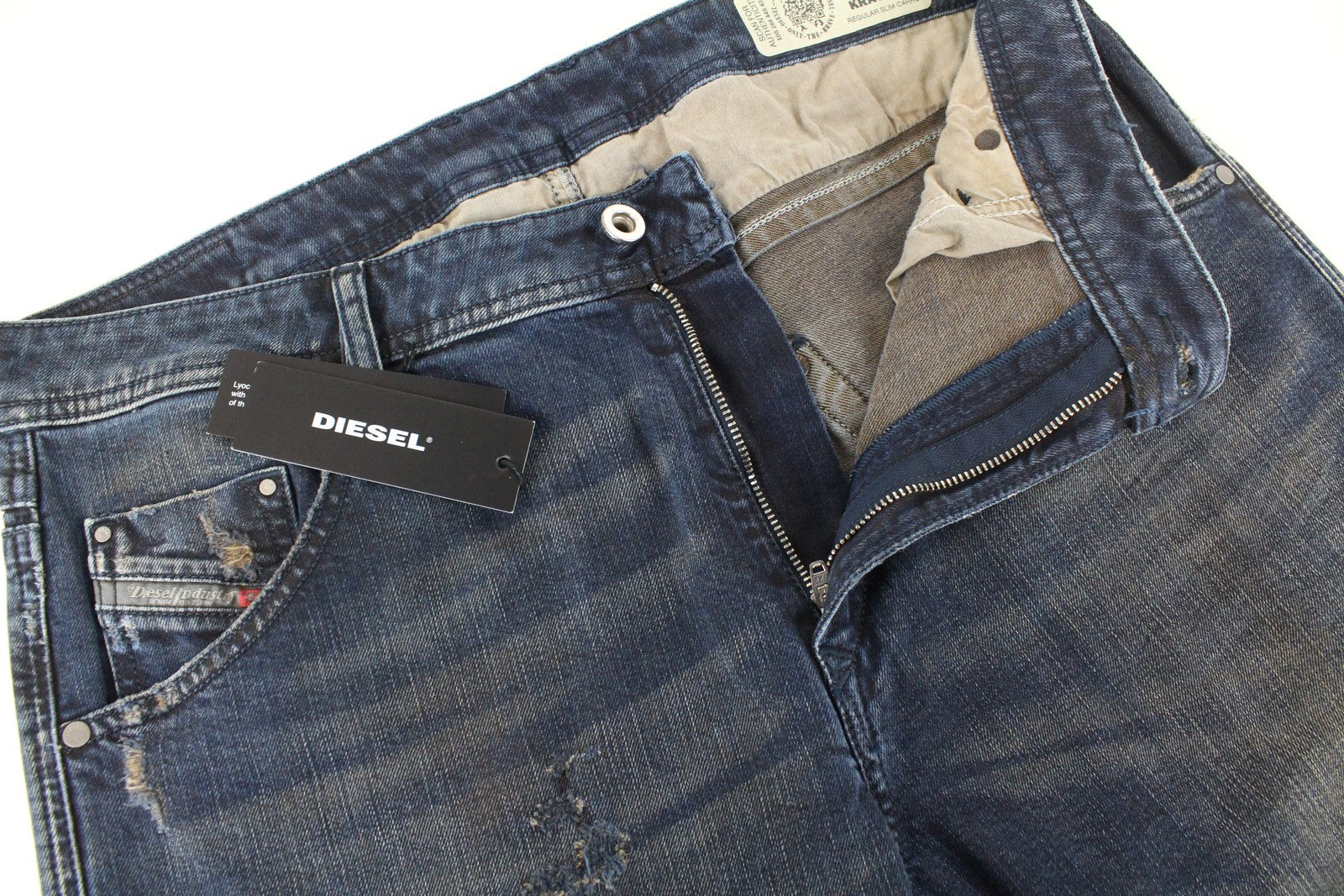 DIESEL Krayver R48XU Men Jeans W31/L32 Slim Carrot Fit Aged Cotton Blue Denim