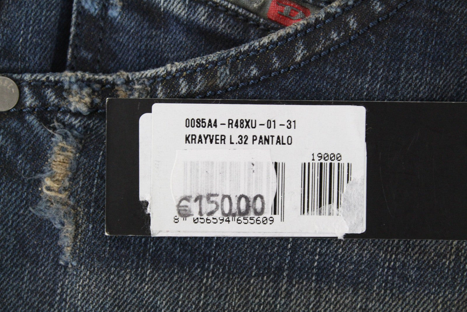 DIESEL Krayver R48XU Men Jeans W31/L32 Slim Carrot Fit Aged Cotton Blue Denim