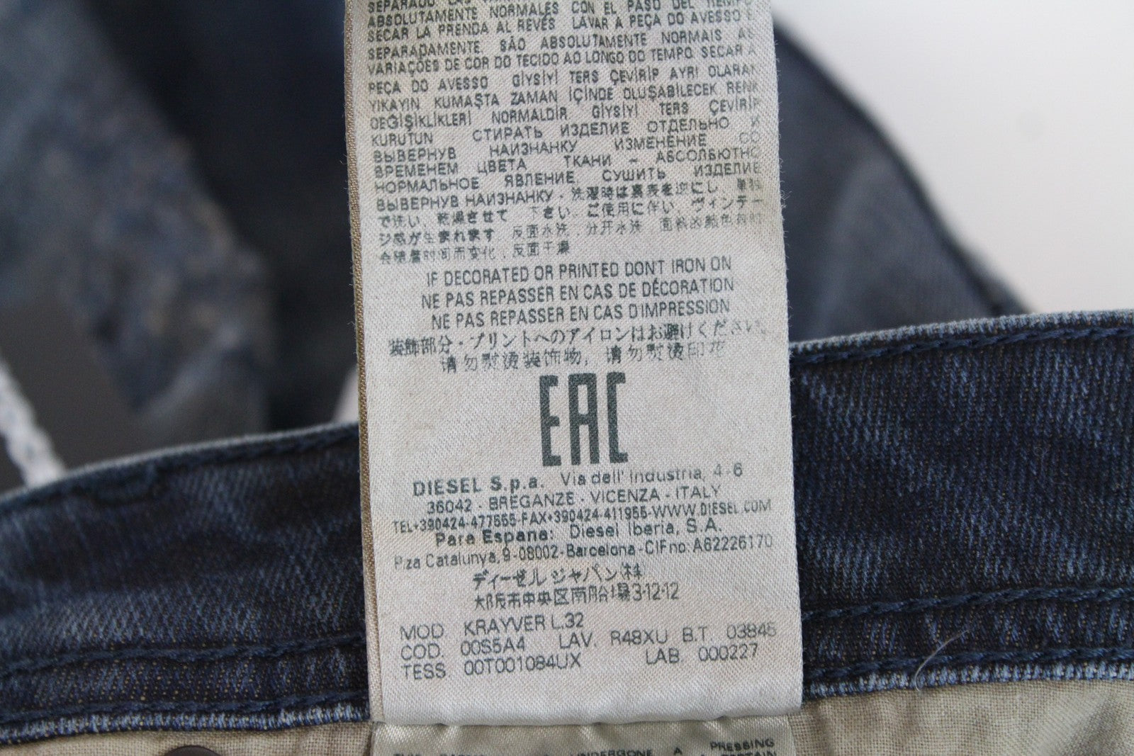 DIESEL Krayver R48XU Men Jeans W31/L32 Slim Carrot Fit Aged Cotton Blue Denim