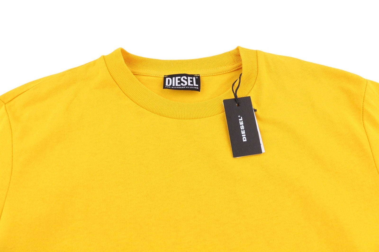 DIESEL T-Just-LS-B51 Men T-Shirt M Yellow Crew Collar Long Sleeve Tricot Logo
