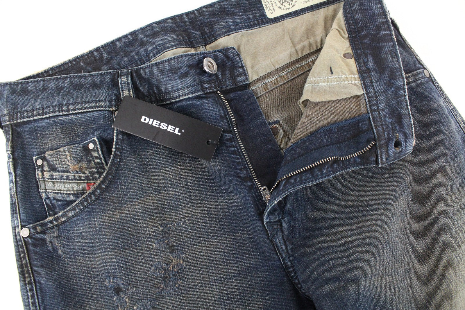 DIESEL Krayver R48XU Men Jeans W28/L32 Slim Carrot Fit Cotton Aged Blue Wash