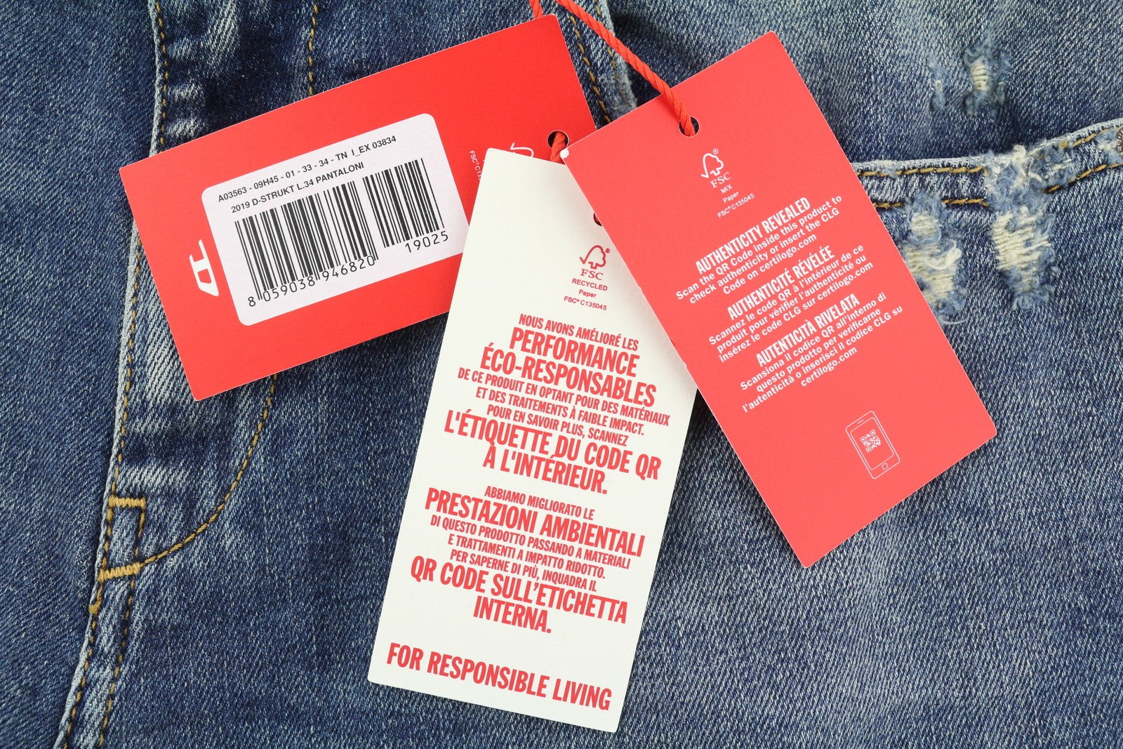 DIESEL 2019 D-Strukt 09H45 Men Jeans W33/L34 Slim  Distress Fade Effect RRP€250