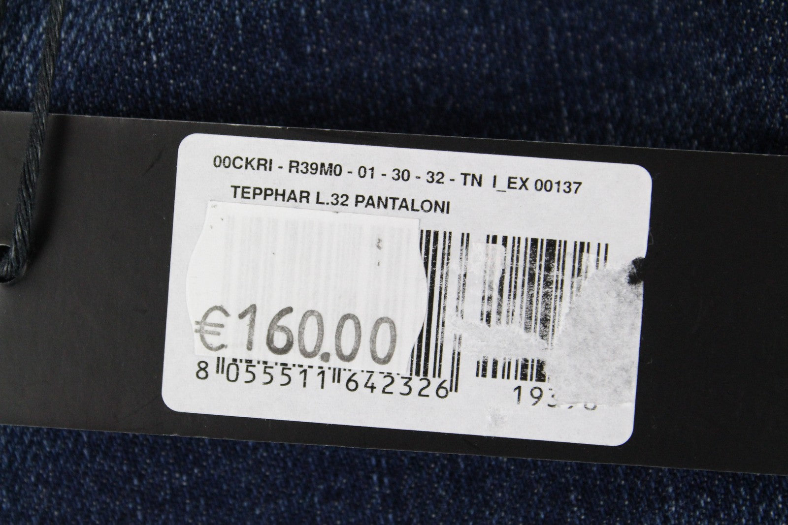 DIESEL Tepphar R39M0 vyriški džinsai W30/L32 Slim Carrot Fit medvilniniai skalbti mėlyni džinsai 