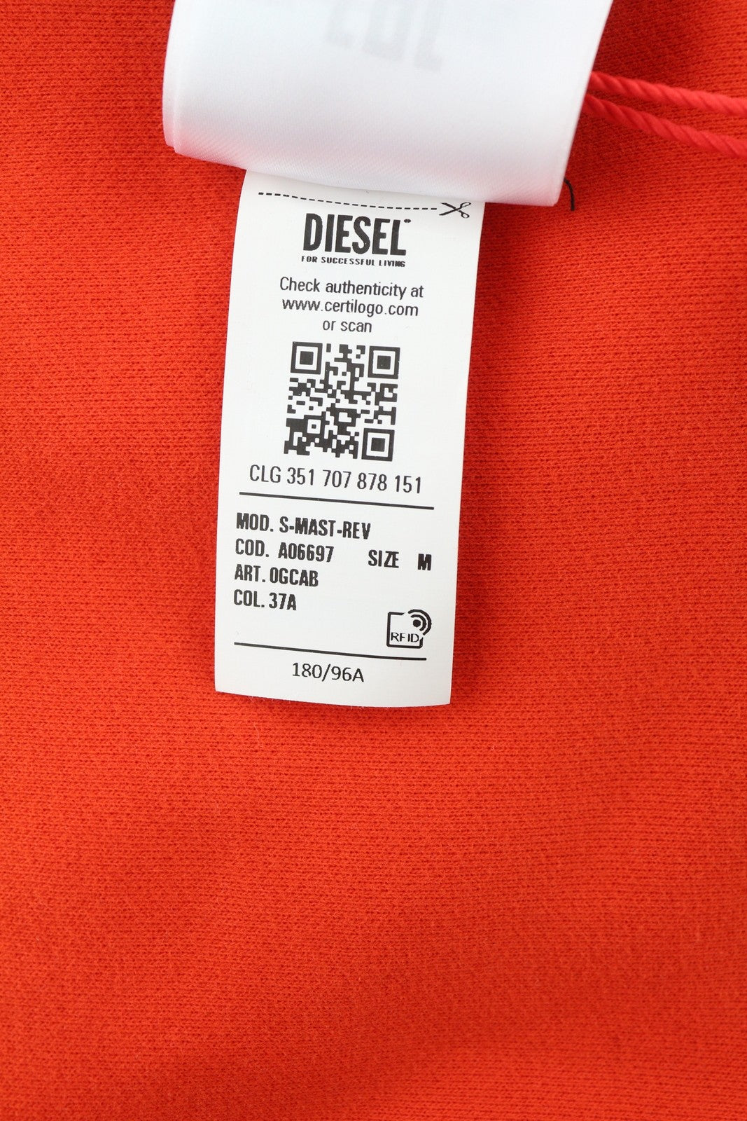 DIESEL S-Mast-Rev Men Sweatshirt M Orange Pullover Crew Neck Fluffy RRP195