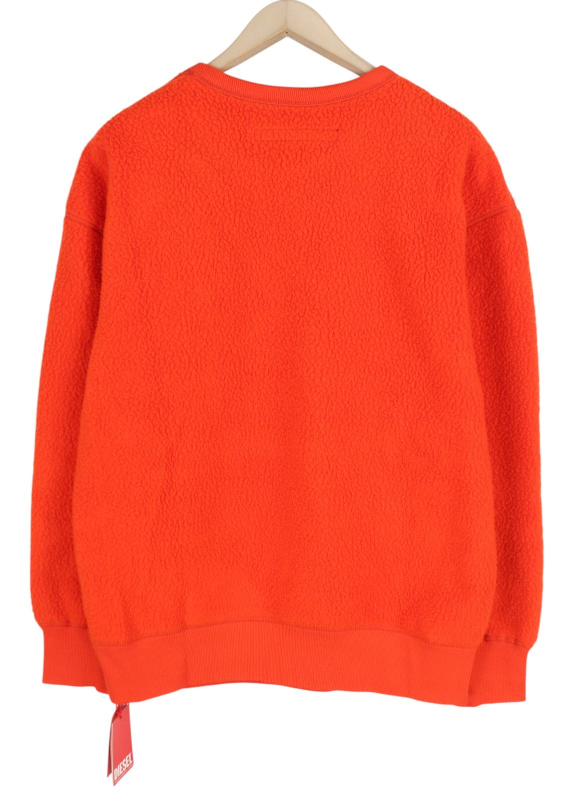 DIESEL S-Mast-Rev Men Sweatshirt M Orange Pullover Crew Neck Fluffy RRP195