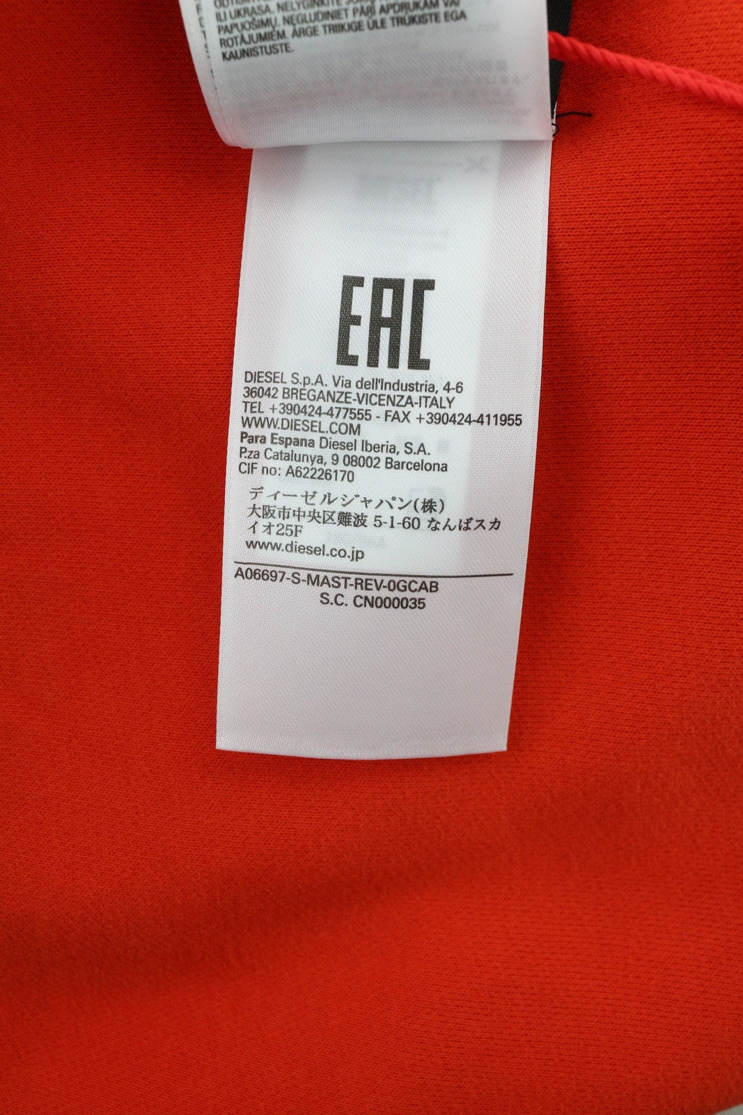 DIESEL S-Mast-Rev Men Sweatshirt XL Orange Pullover Crew Neck Fluffy RRP€195