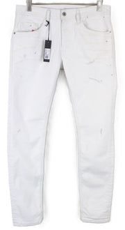 DIESEL Thommer 69DX vyriški džinsai W32/L34 Slim Skinny Ivory spalvos sendintos medvilnės tamprūs kirpimai 