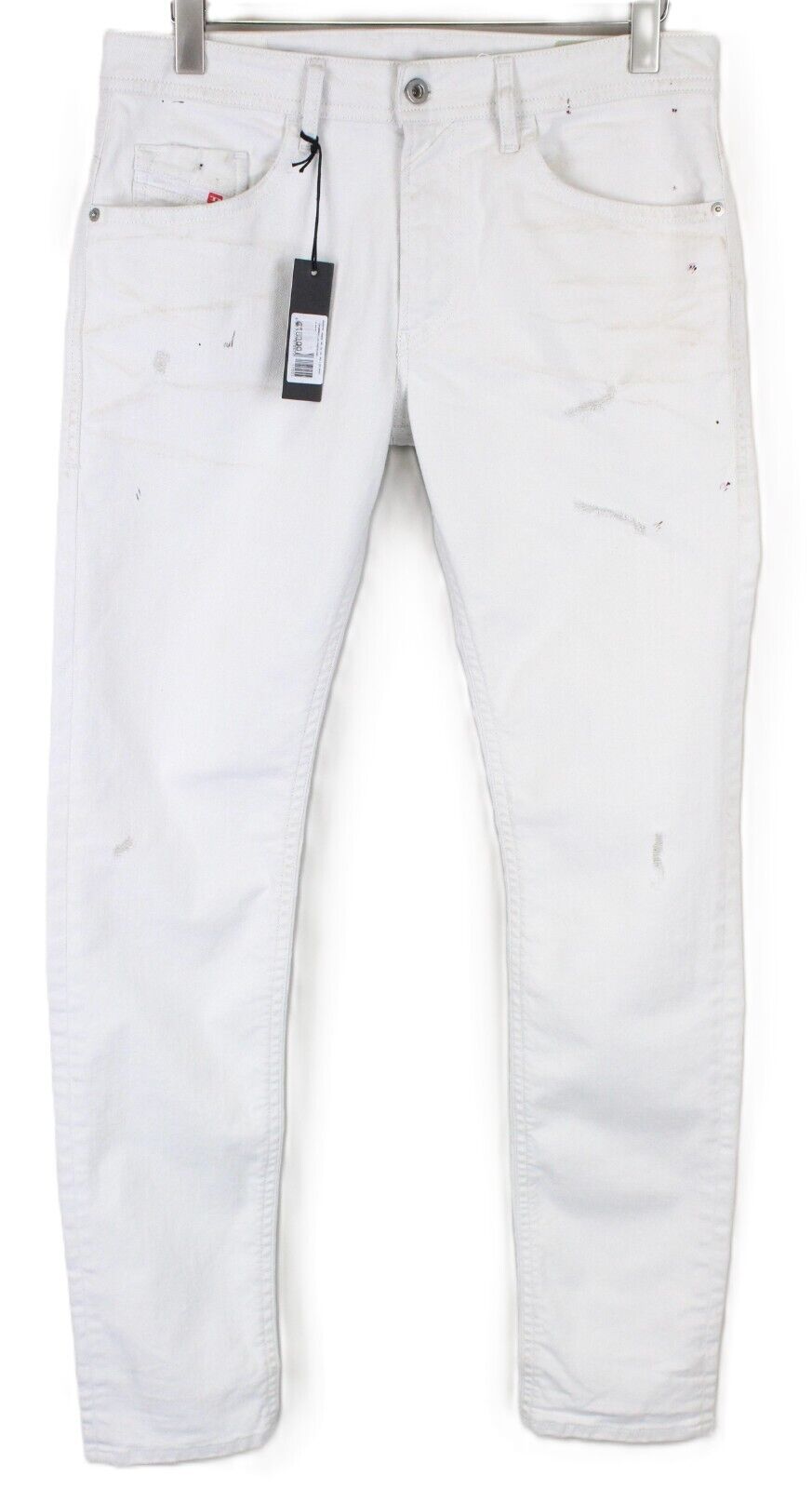 DIESEL Thommer 69DX vyriški džinsai W32/L34 Slim Skinny Ivory spalvos sendintos medvilnės tamprūs kirpimai 