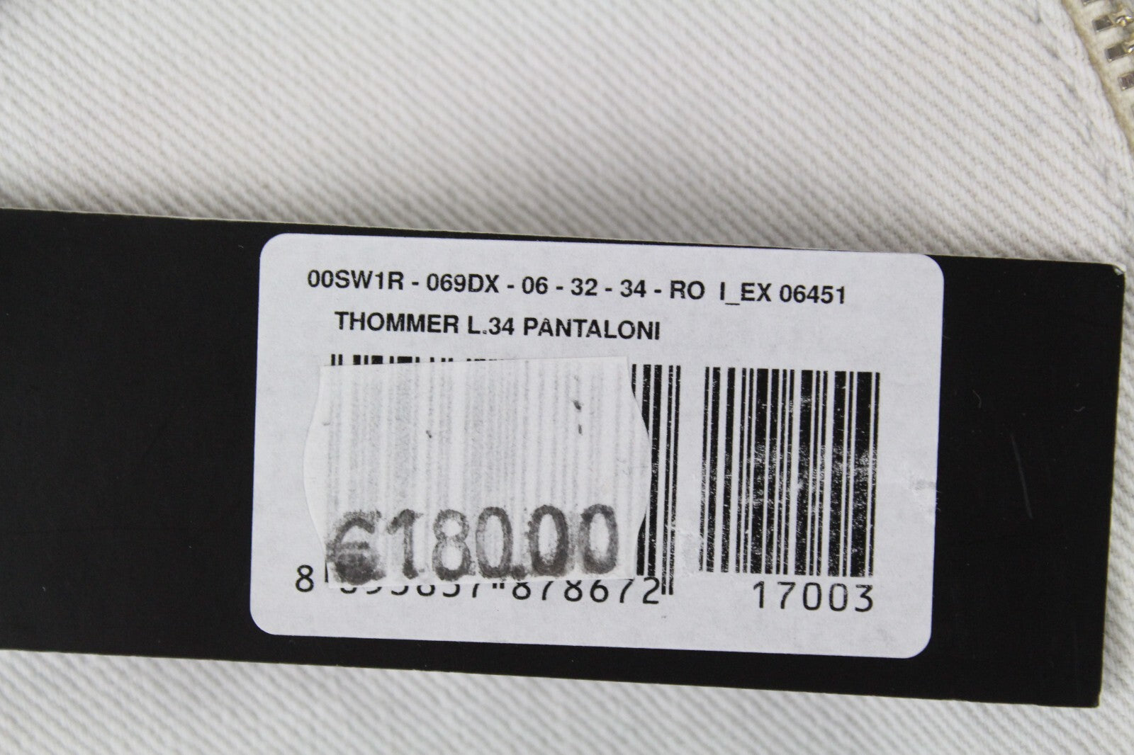 DIESEL Thommer 69DX vyriški džinsai W32/L34 Slim Skinny Ivory spalvos sendintos medvilnės tamprūs kirpimai 