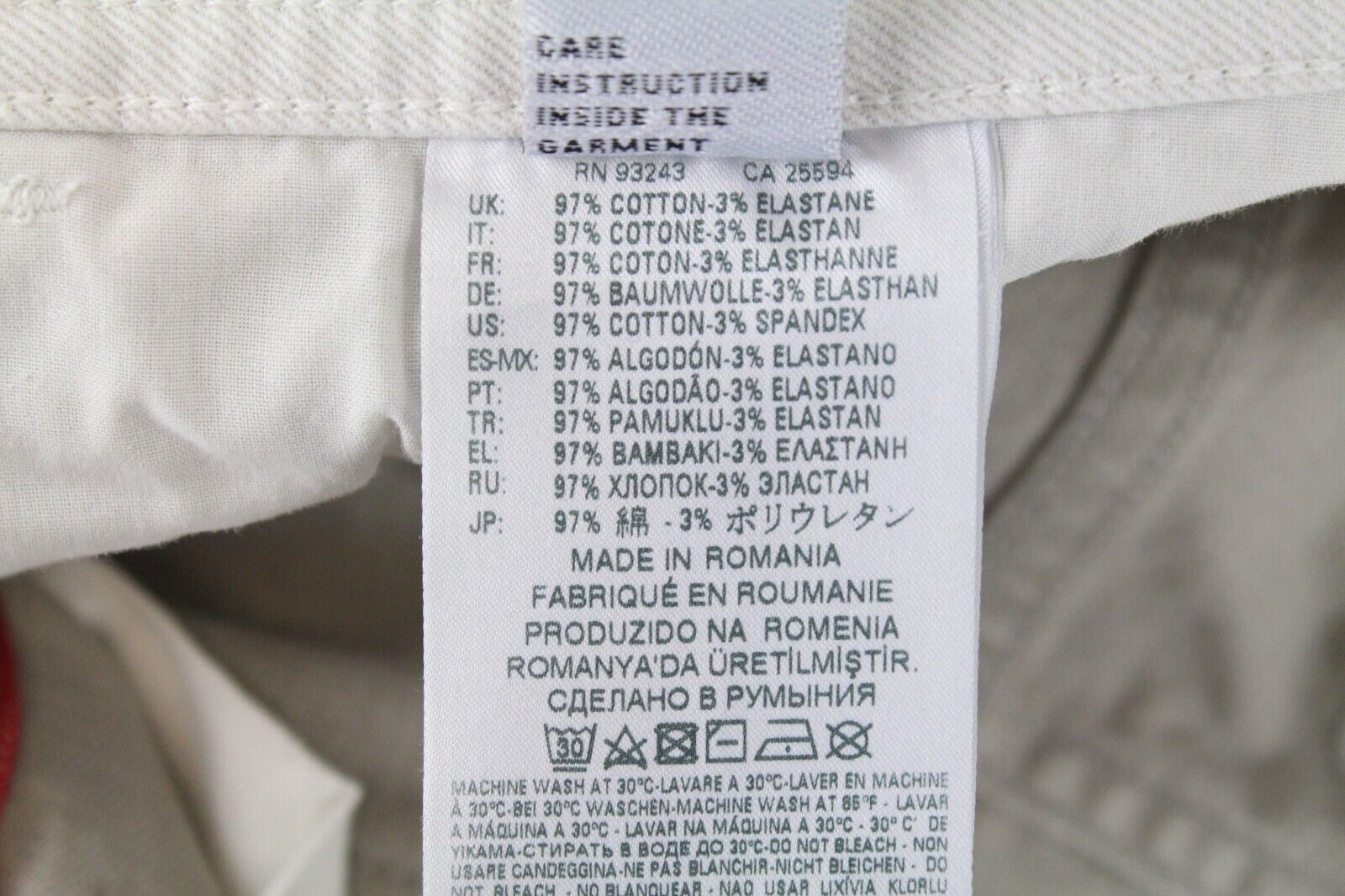 DIESEL Thommer 69DX vyriški džinsai W32/L34 Slim Skinny Ivory spalvos sendintos medvilnės tamprūs kirpimai 