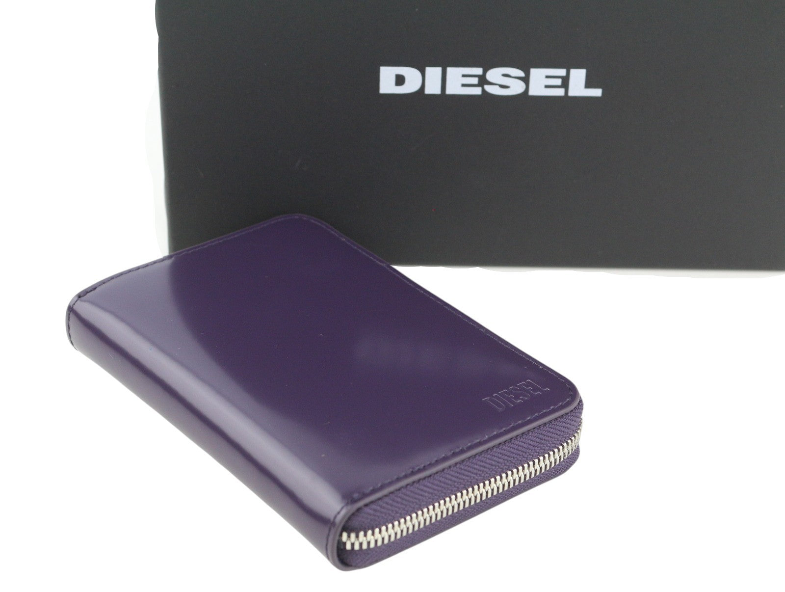 DIESEL Jadda Women Wallet OS  Purple Cow Leather Round Zipper Violet RRP€160