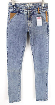 DESIGUAL Coll Men's W30 Blue Slim Washed Stretch Cotton Denim Zip Jeans