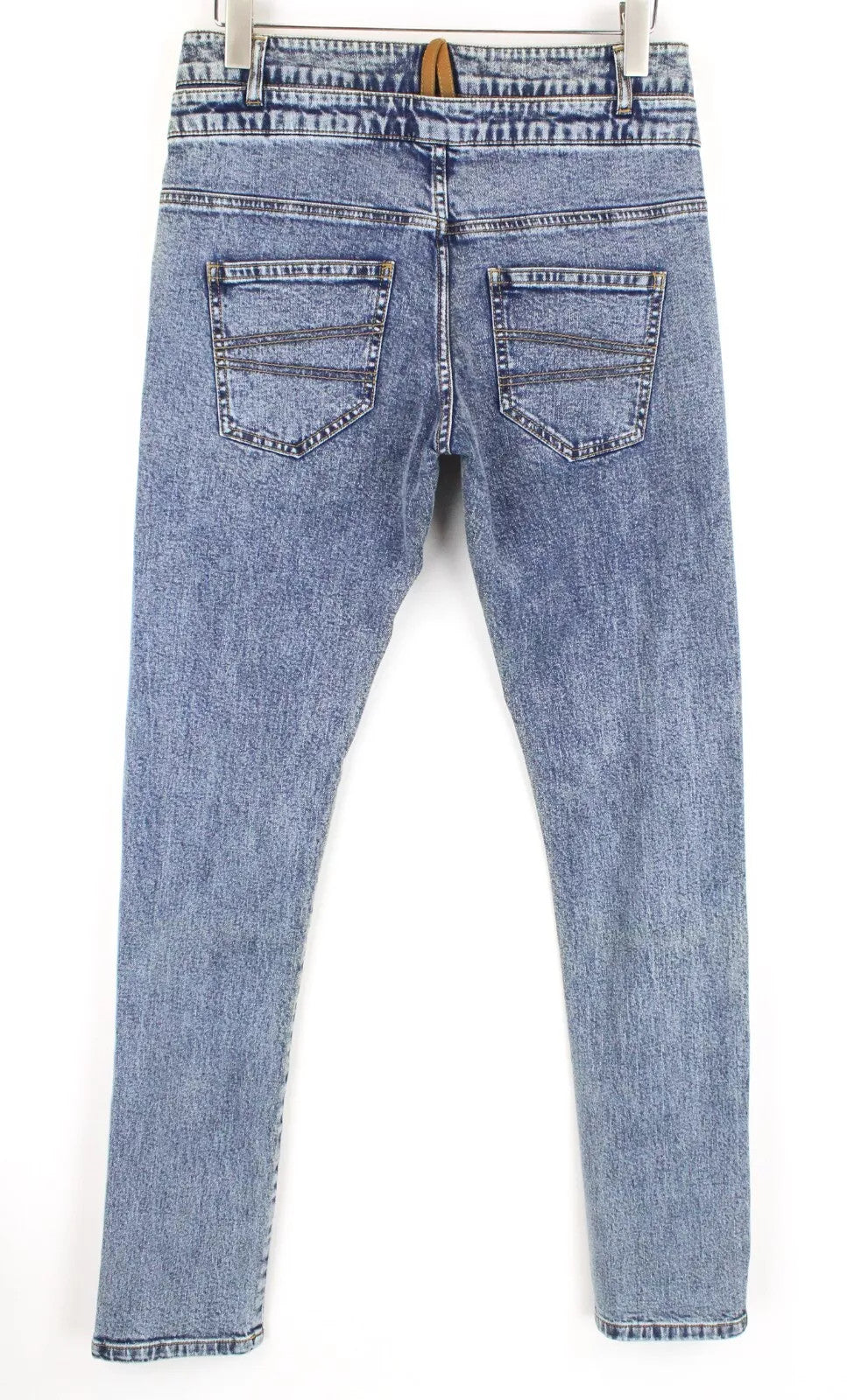 DESIGUAL Coll vyriški W30 mėlyni ploni skalbtos tamprios medvilnės džinsiniai džinsai su užtrauktuku 