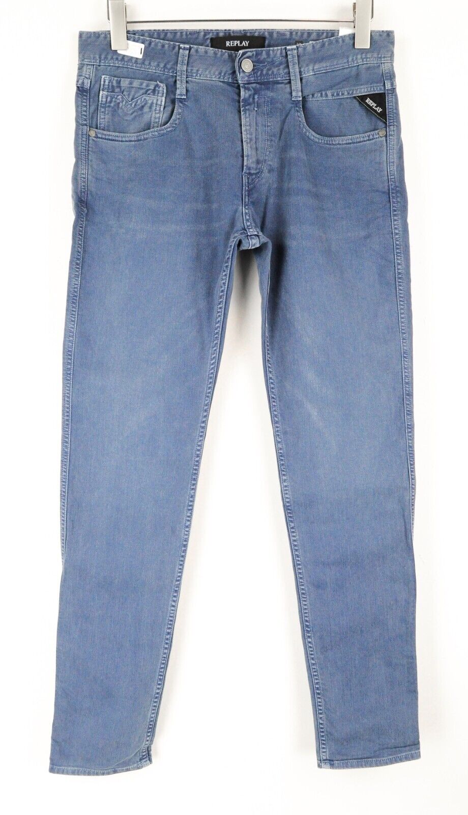 REPLAY Anbass Men Jeans W30/L32 Slim Fit Blue 5-Pocket Cotton Stretch Casual