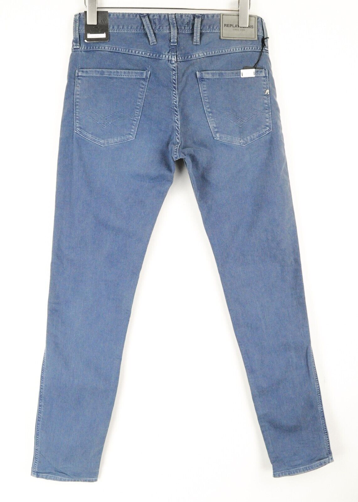 REPLAY Anbass Men Jeans W30/L32 Slim Fit Blue 5-Pocket Cotton Stretch Casual