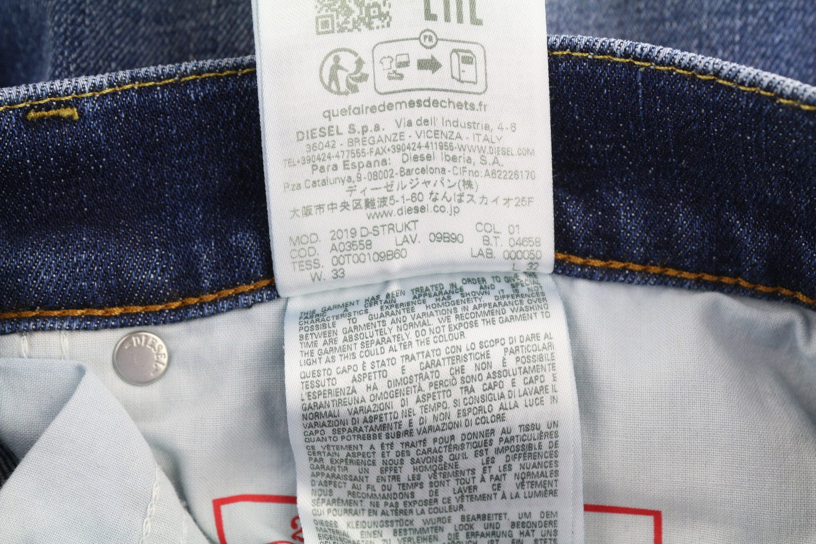 DIESEL 2019 D-Strukt E9B90 Men Jeans W33/L32 Slim  Distress Fade Effect RRP€250