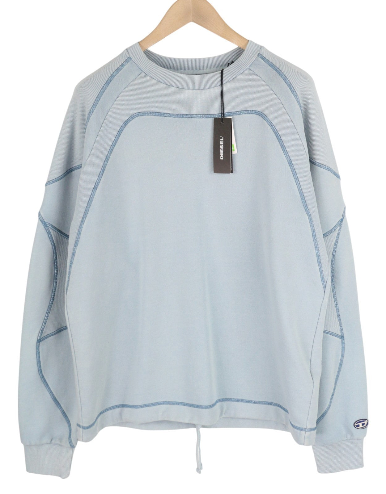 DIESEL S-Ribal Men Sweatshirt L Blue Oversized Pullover Crew Neck Cotton RRP€195