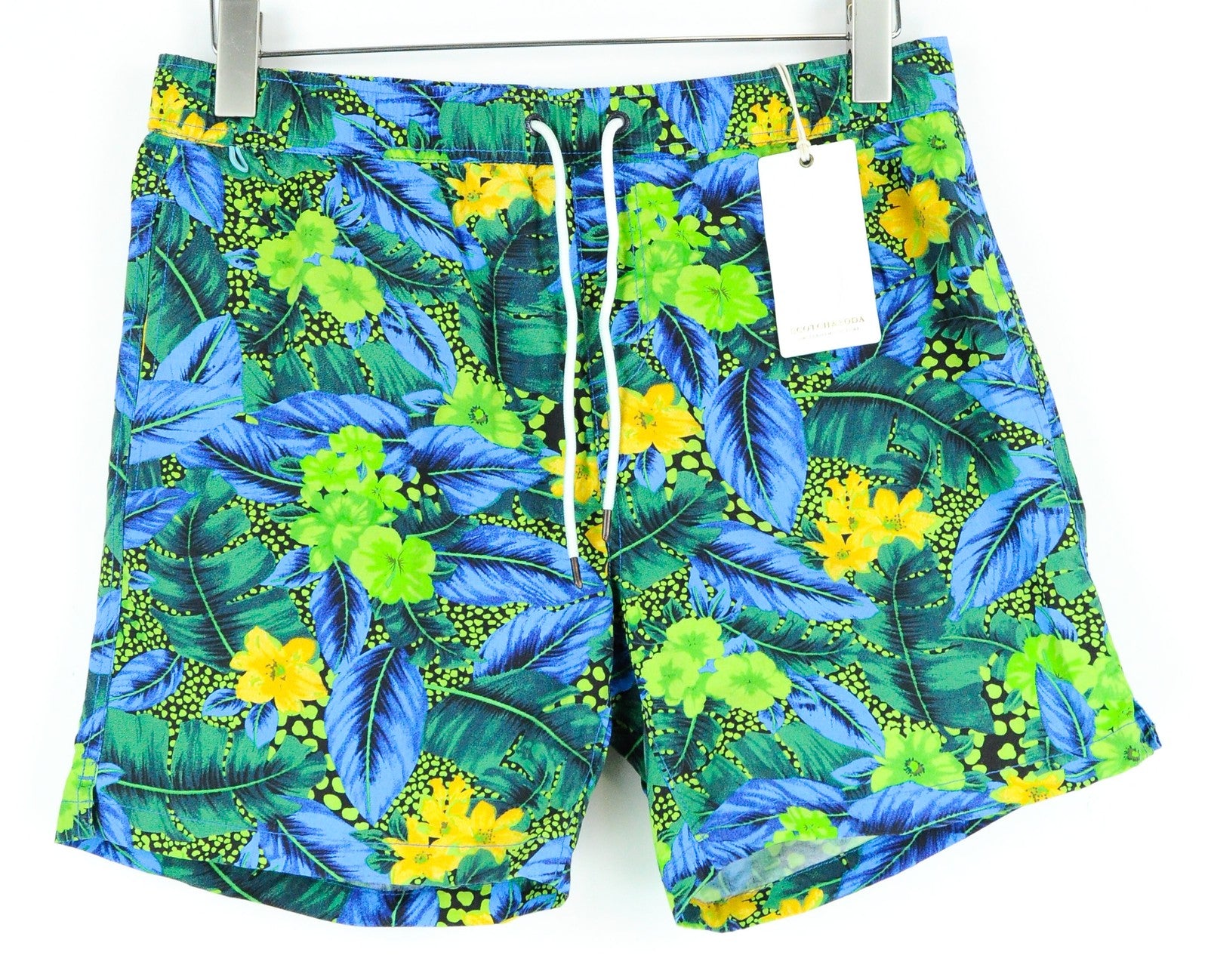SCOTCH & SODA Ams Couture Mens Swimwear S Green Cotton Blend Patterned