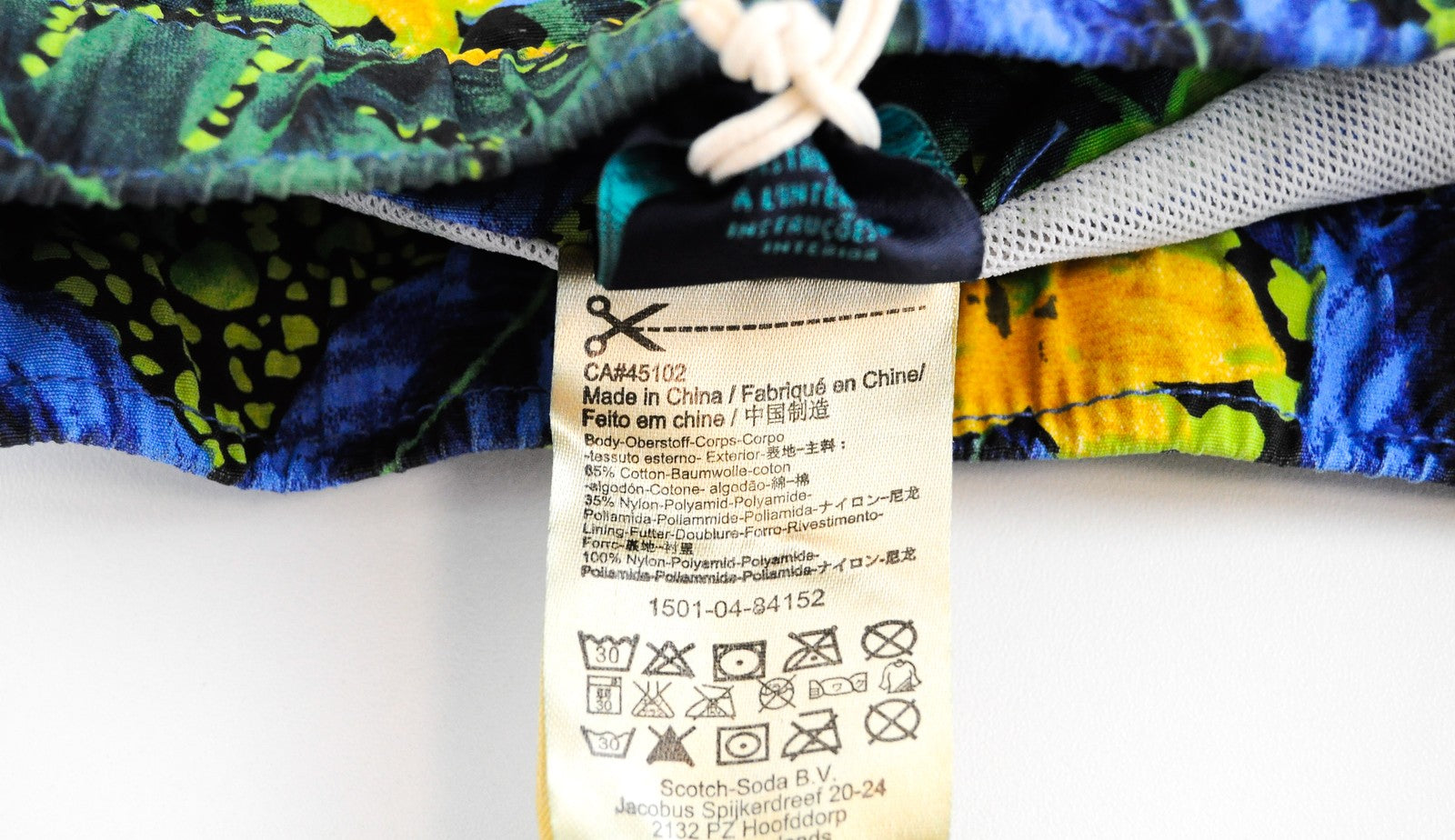 SCOTCH & SODA Ams Couture Mens Swimwear S Green Cotton Blend Patterned