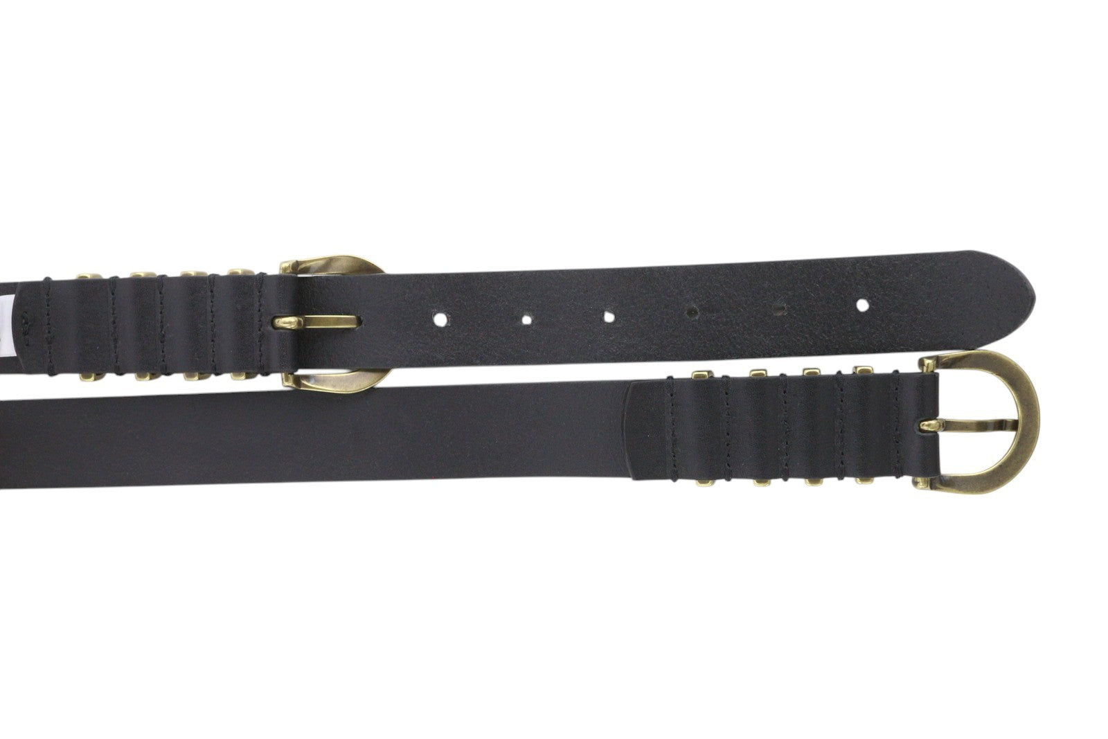 DIESEL B-Stally Women Belt 95 CM Black Leather Golden Tone Details RRP€100