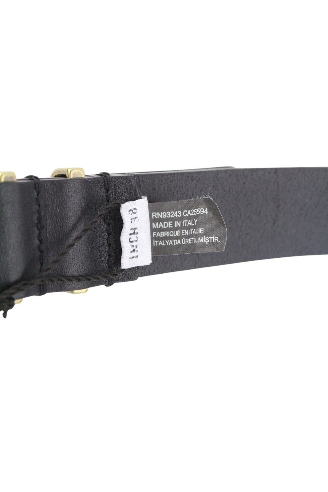 DIESEL B-Stally Women Belt 95 CM Black Leather Golden Tone Details RRP€100