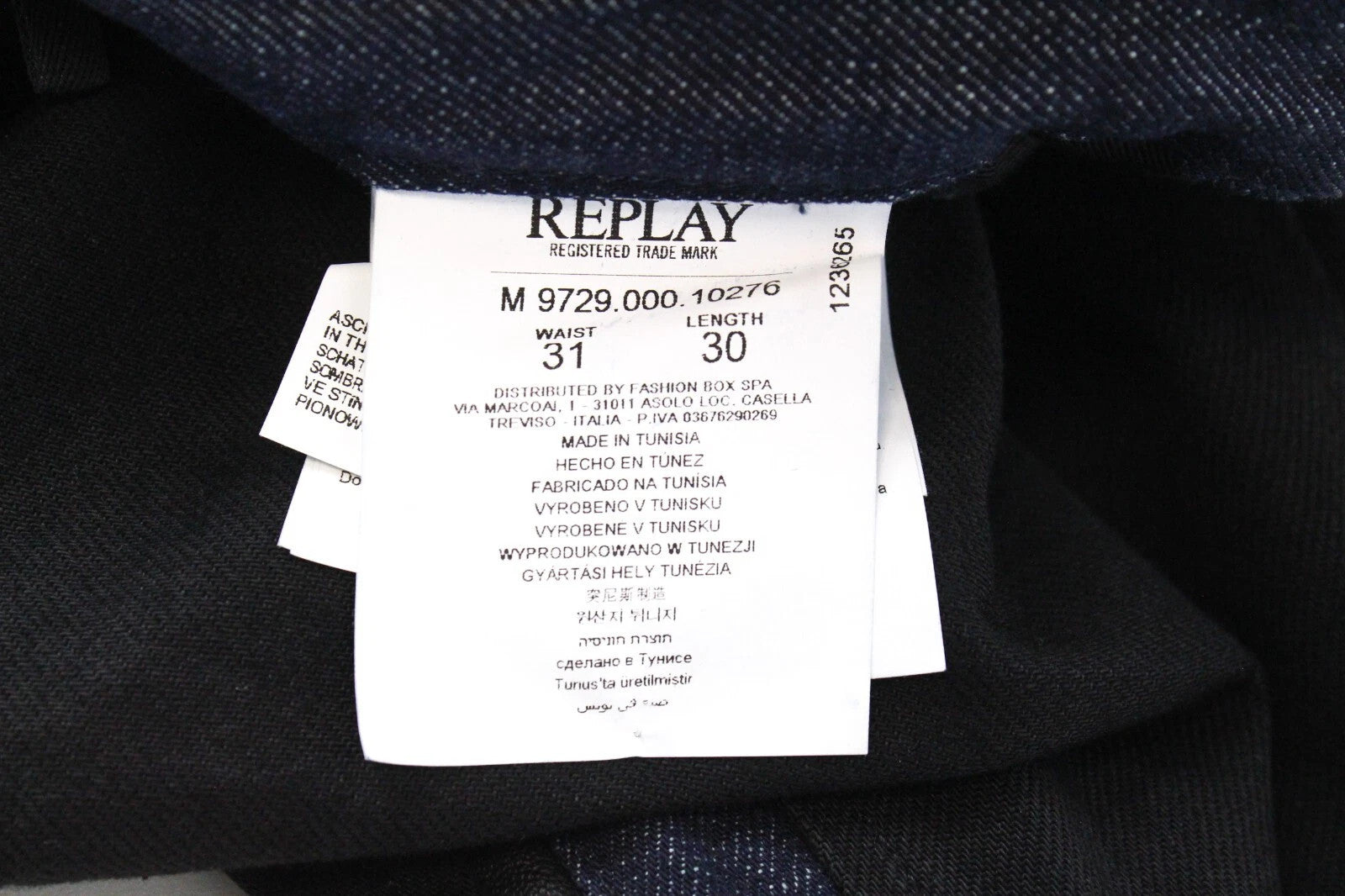 REPLAY Atelier Men's W31/L30 Black Blue Slim Denim Casual Jeans Slit Pocket