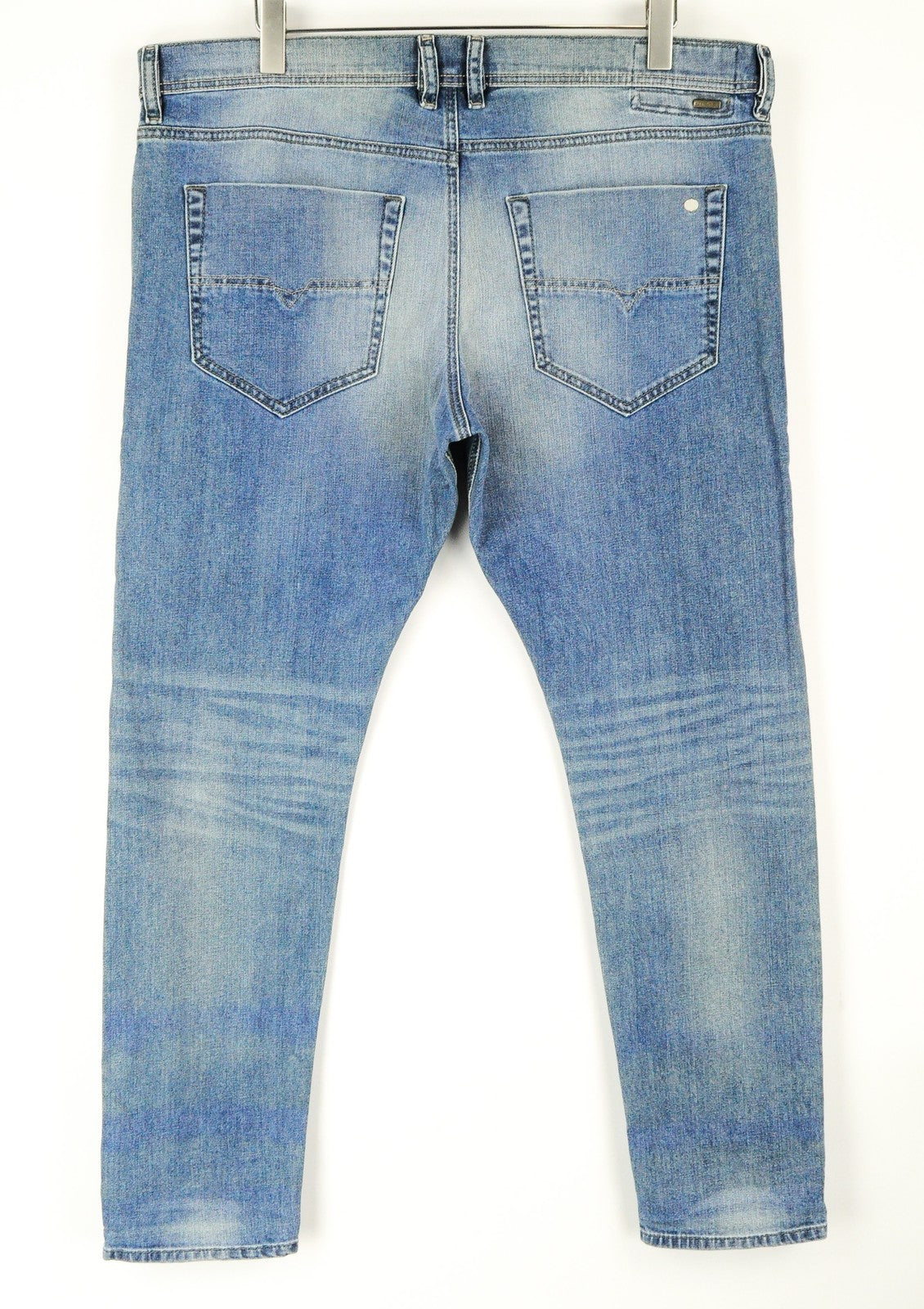 DIESEL Tepphar 0842H Men Jeans W40/L32 Slim Carrot Fit Blue Cotton Washed Denim