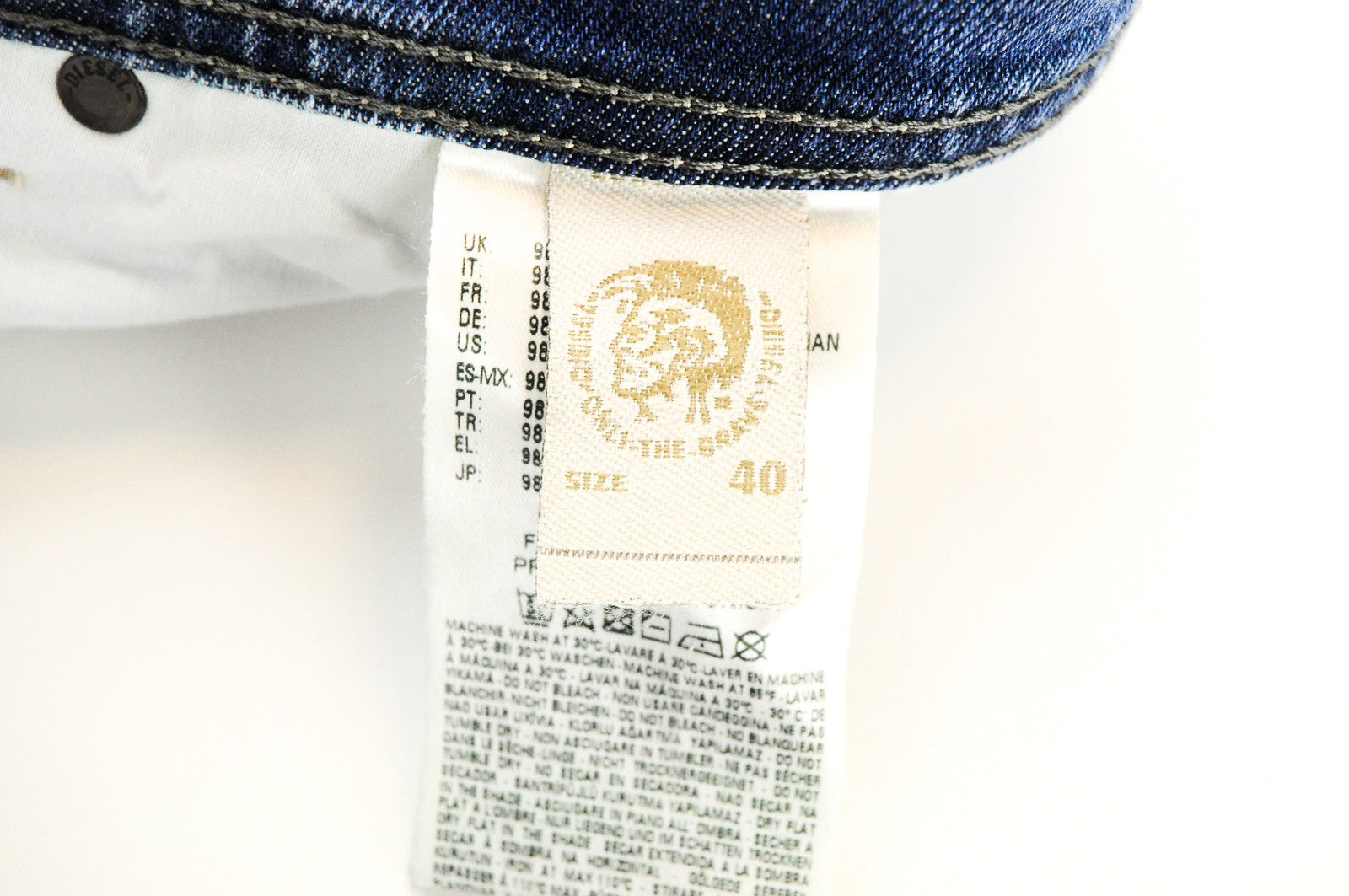 DIESEL Tepphar 0842H Men Jeans W40/L32 Slim Carrot Fit Blue Cotton Washed Denim