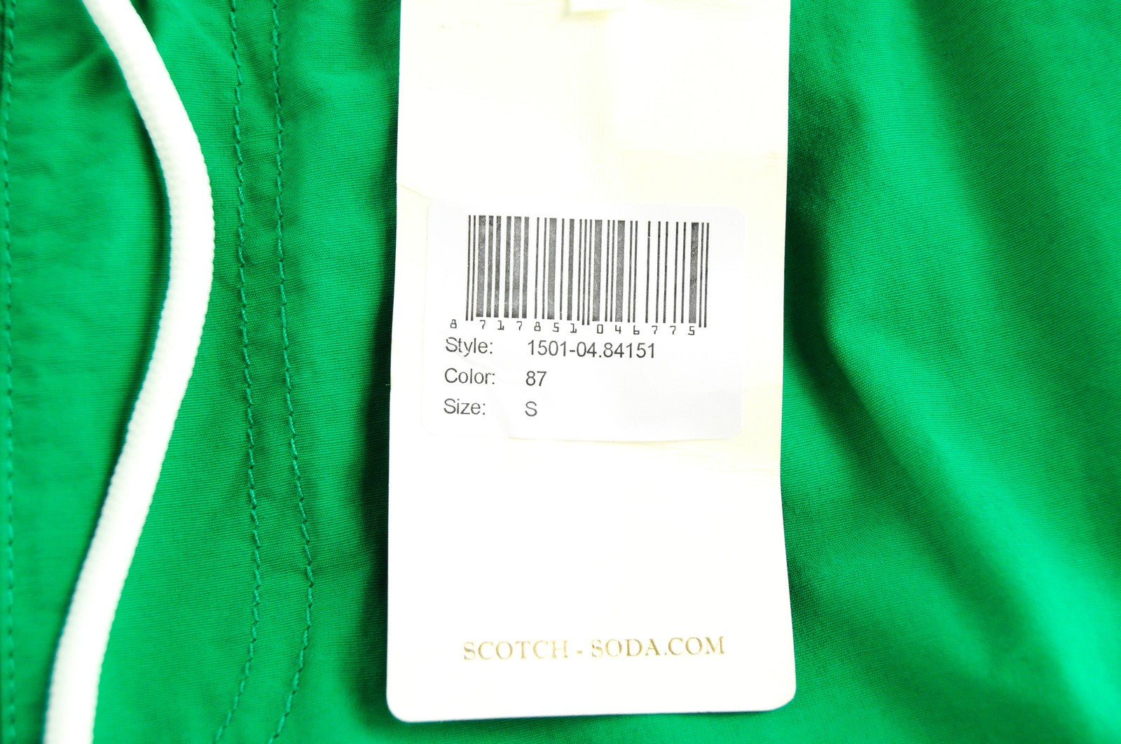 SCOTCH & SODA Ams Couture Mens Swimwear S Pull-On Green Cotton Blend Lined