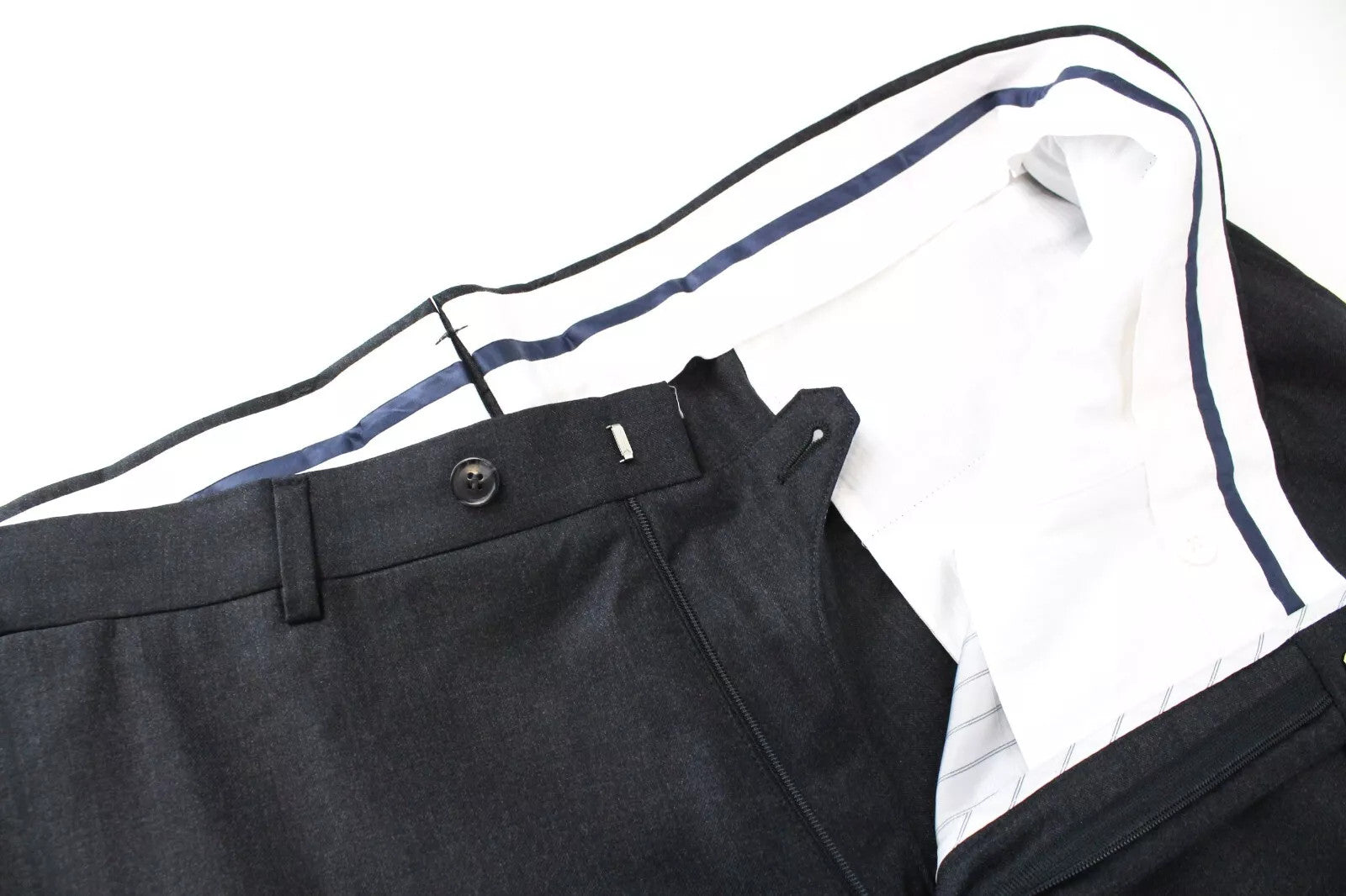 SUITSUPPLY Brescia Men's UK46S Dark Grey Wool Lined Dress Pants Pleated Formal