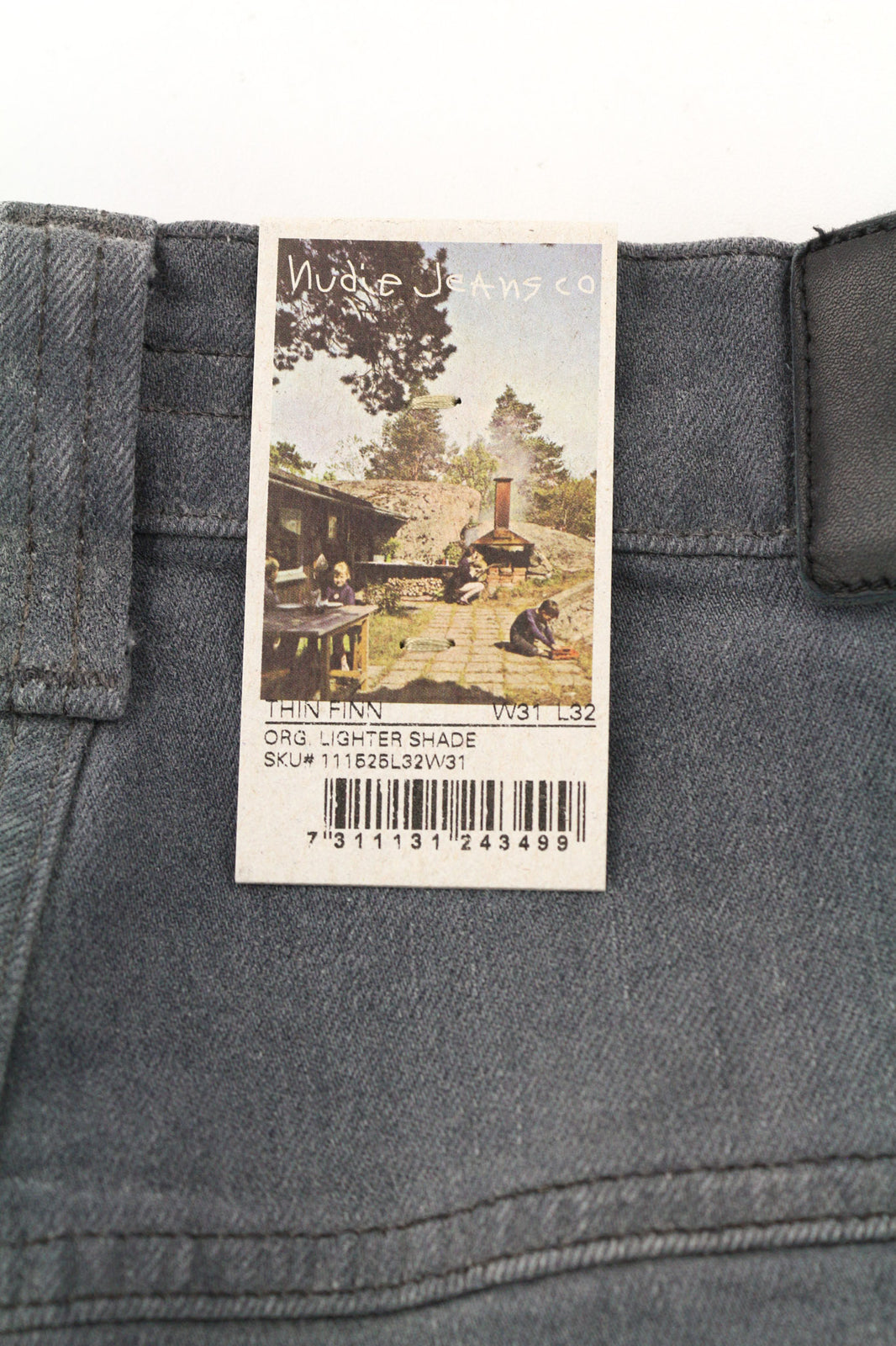 NUDIE JEANS Thin Finn Men Jeans W31/L32 Slim Fit Lighter Grey Cotton Stretch